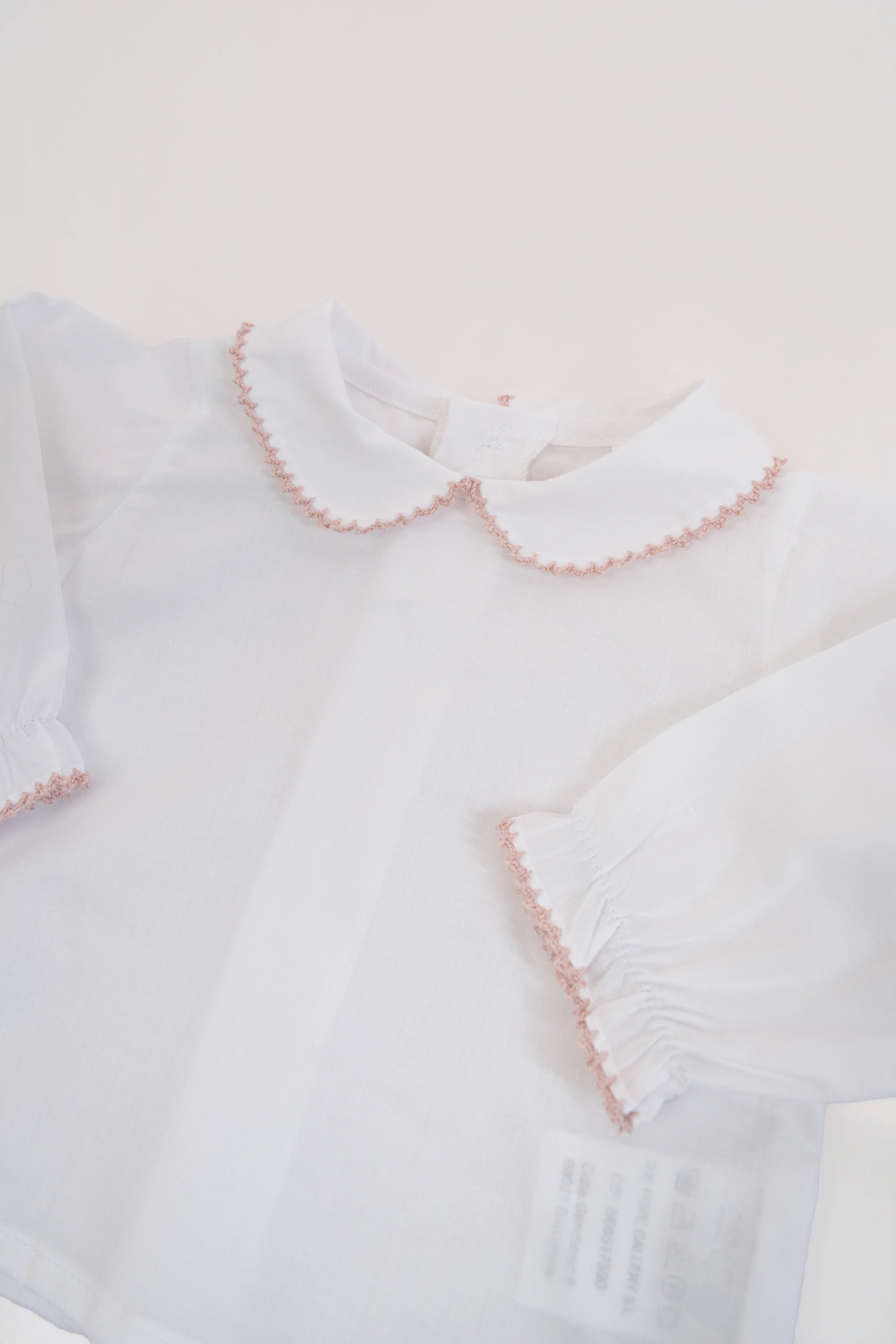 Camisa Batista Picotea Rosa Nude Manga Larga