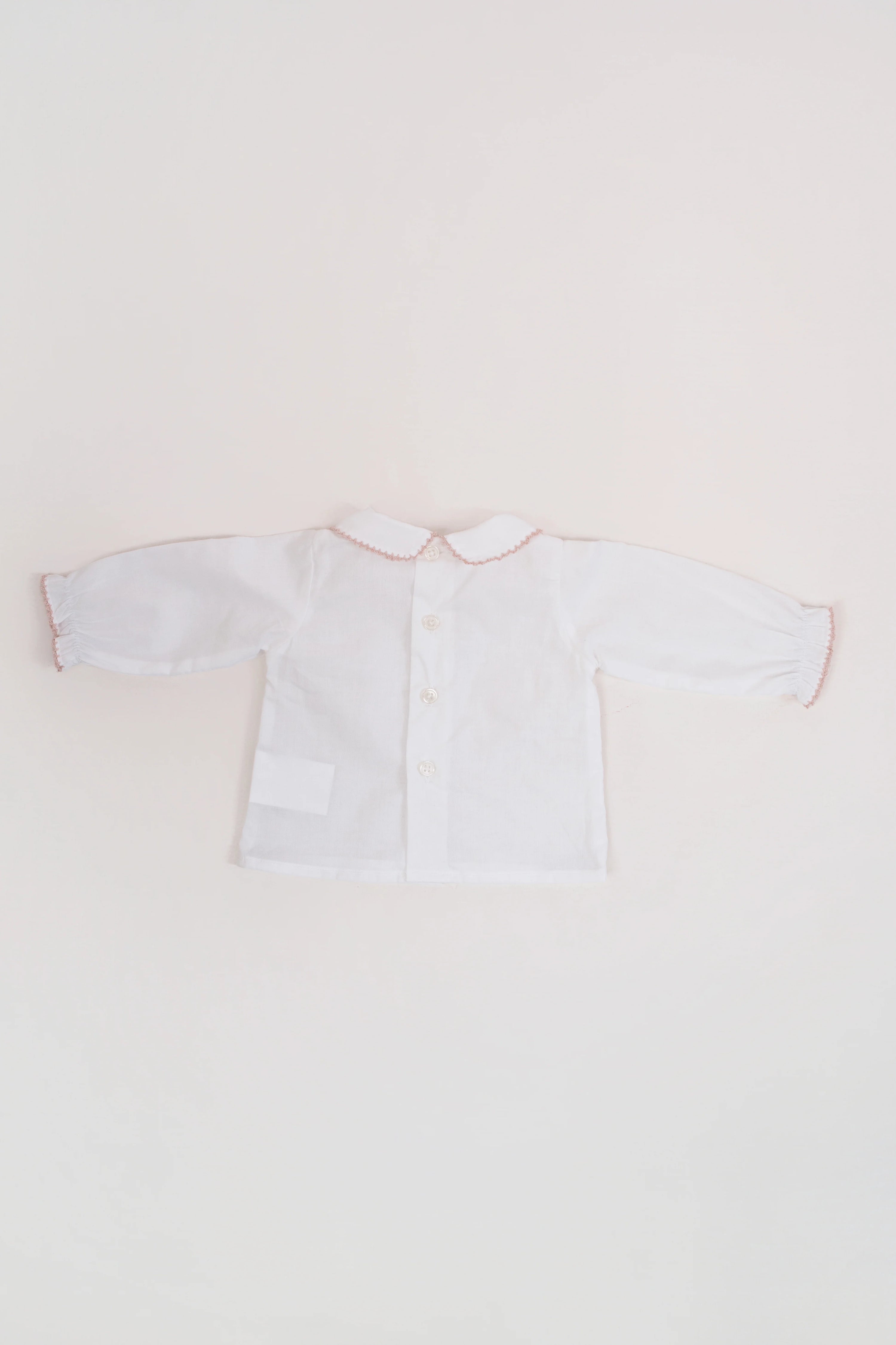 Camisa Batista Picotea Rosa Nude Manga Larga