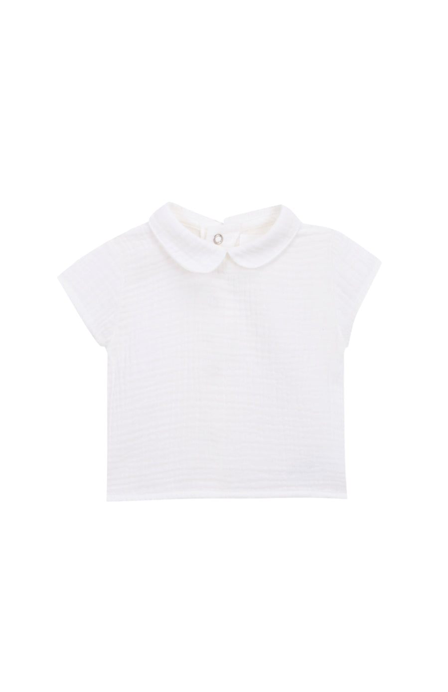 Camisa Cuello Bebe Bambula Blanca Manga Corta