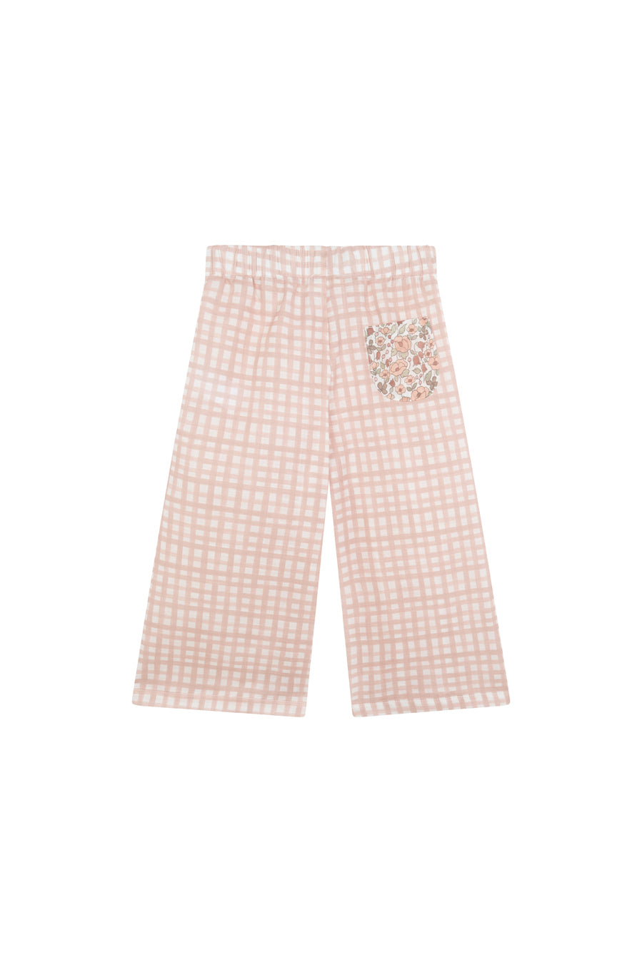 Long Pants for Girls in Pink Vichy & Flowers