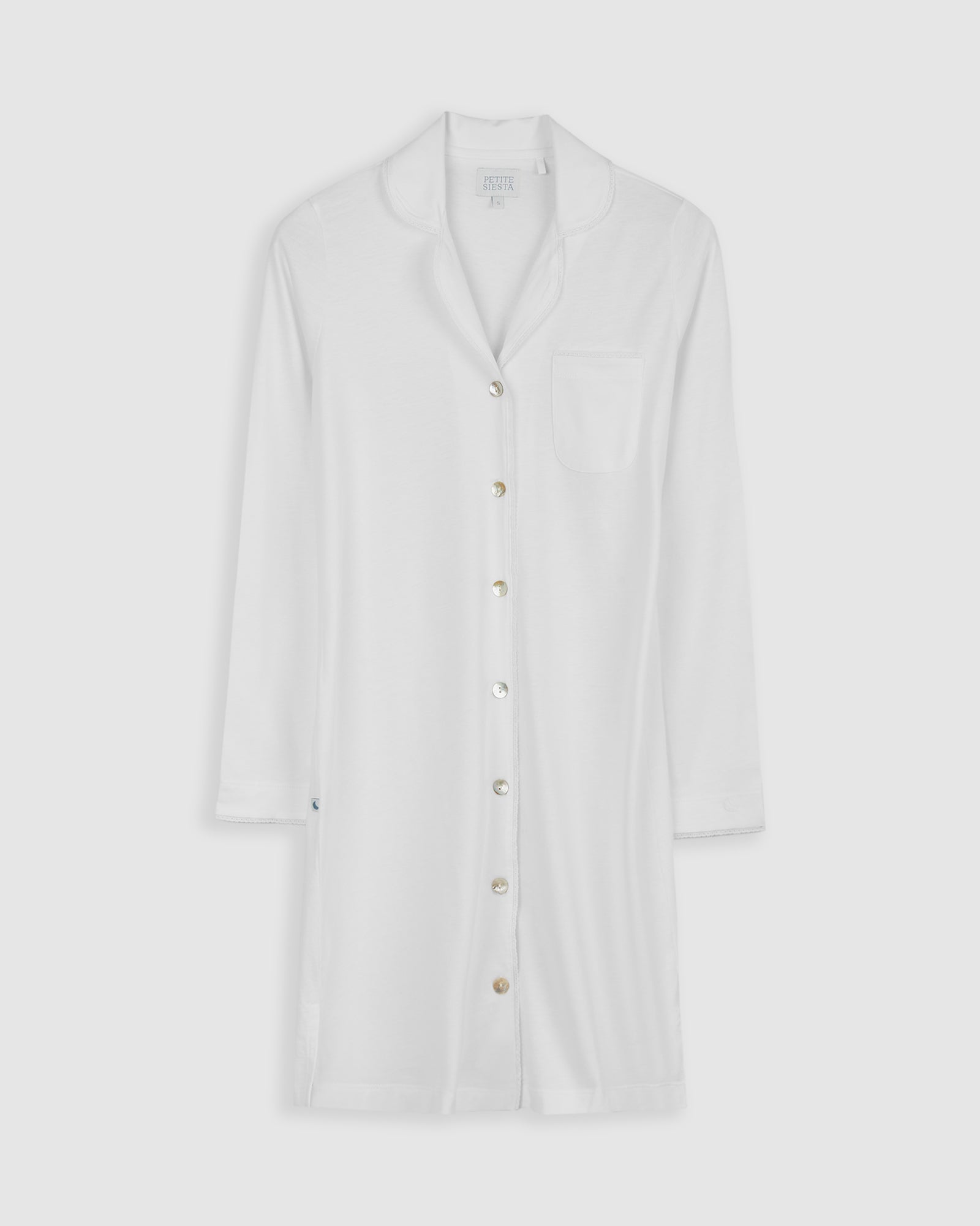 Chemise de nuit blanche pour femme avec bande brodée