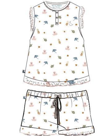 Pijama Kids Volantes Ocean Corto