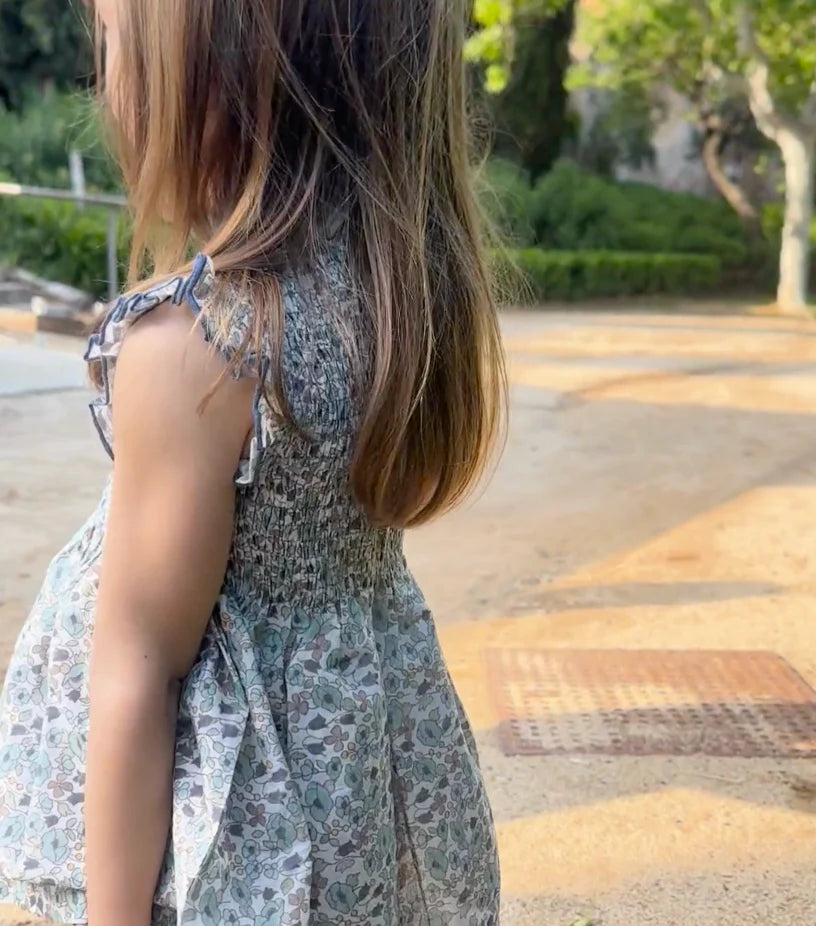 Blusa Smock Flores Petroleo