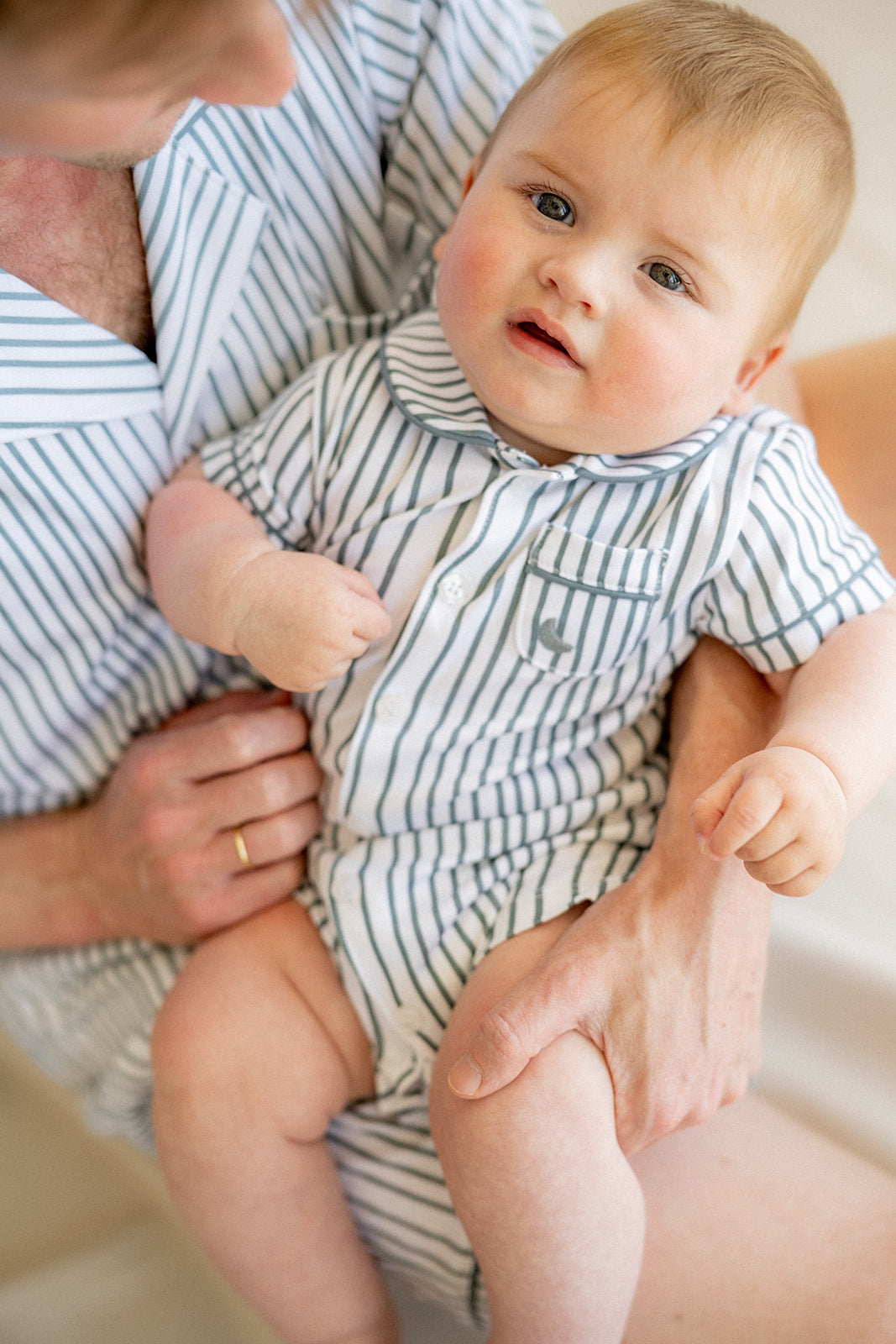 Deep Blue Striped Short Baby Shirt Pajamas