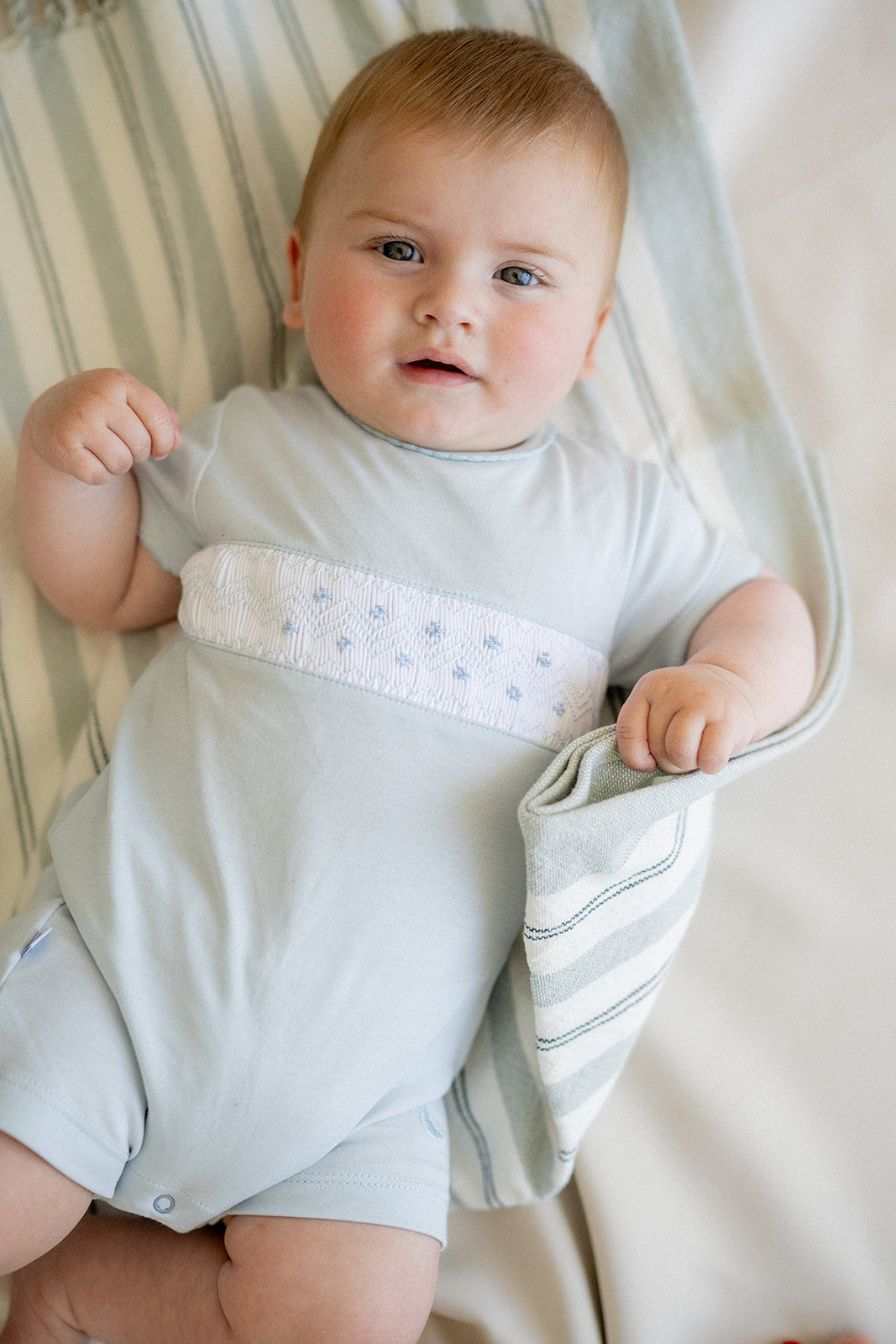 Short Blue Smock Baby Pajamas