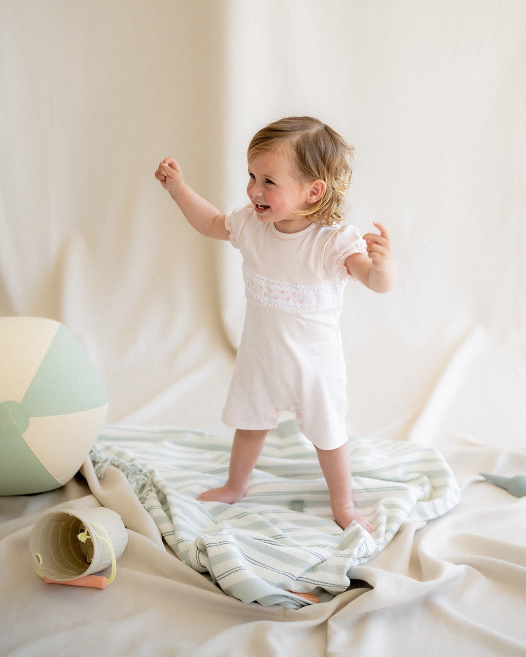 Short Pink Smock Baby Pajamas