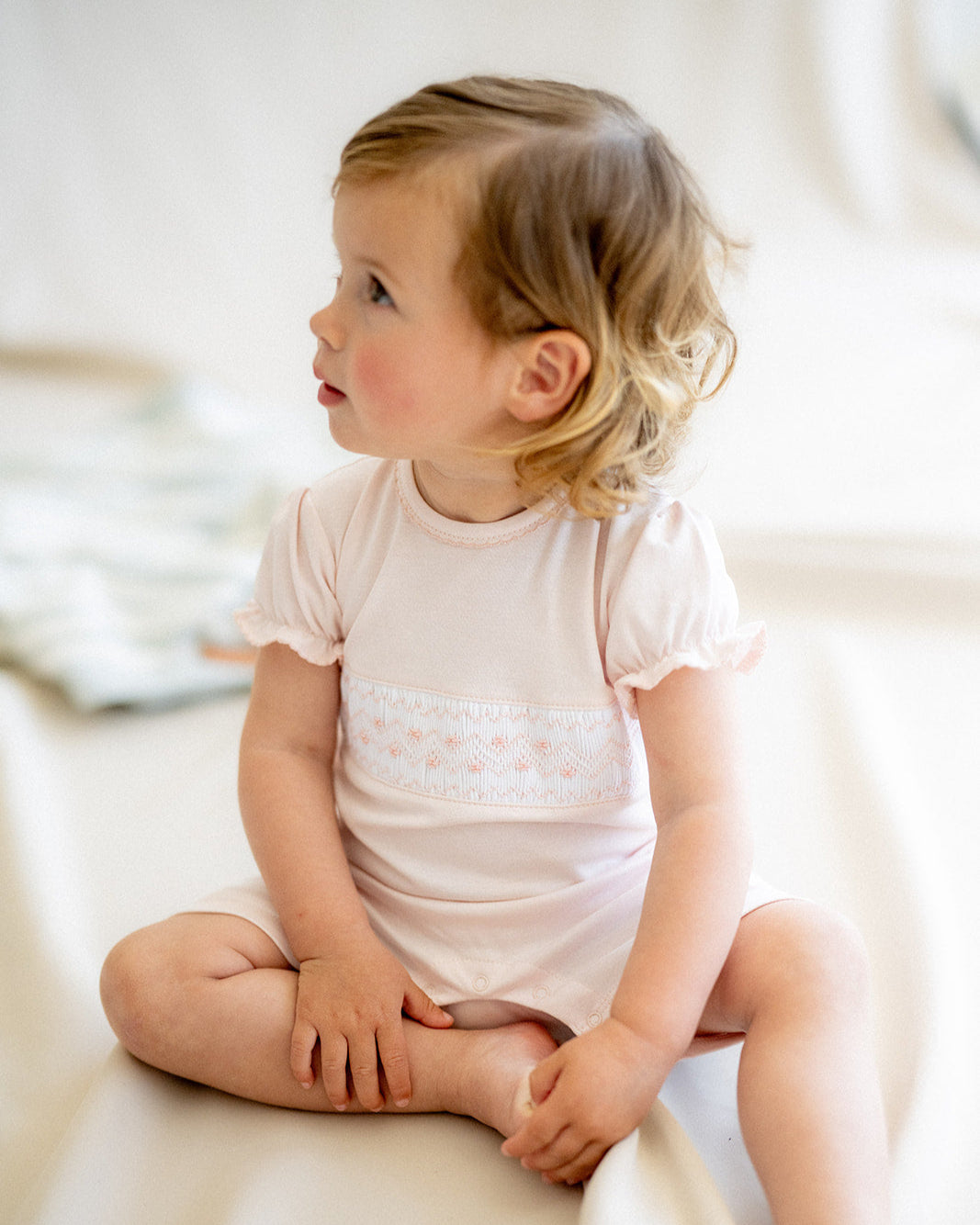 Short Pink Smock Baby Pajamas