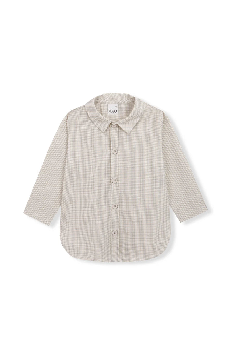 Beige Vichy Scoop Neck Shirt