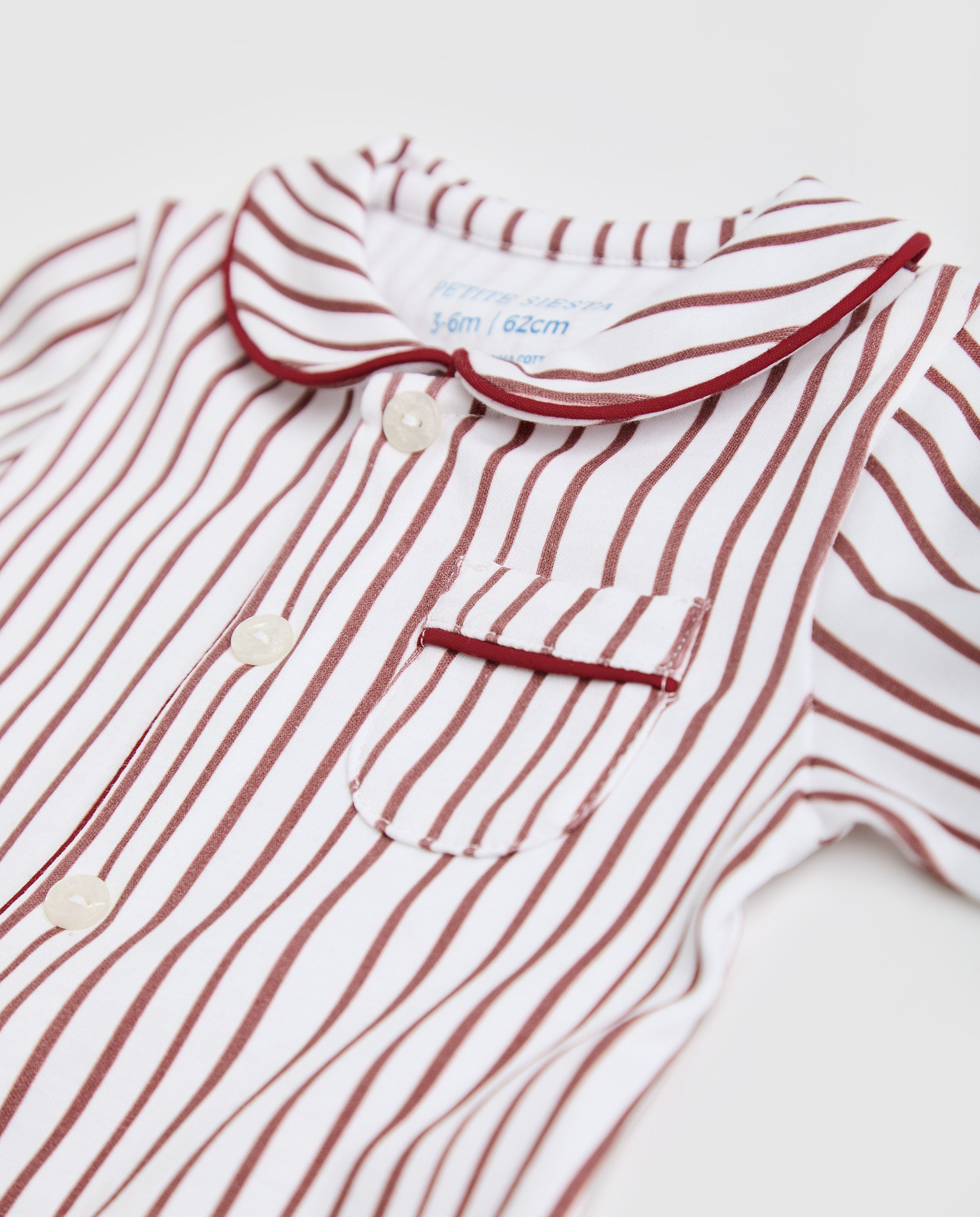 Pyjama bébé rayé bordeaux