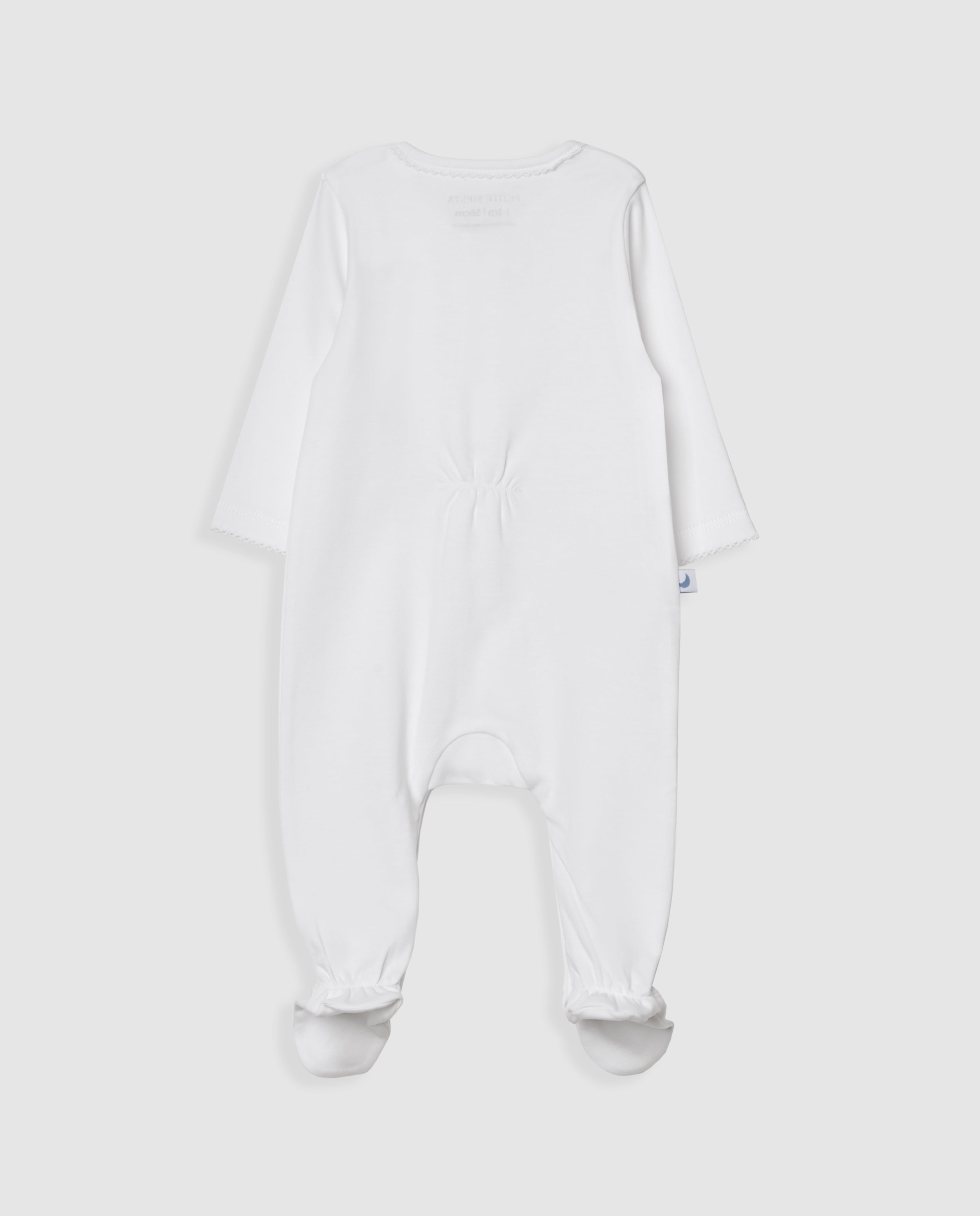 Pyjama bébé à rayures blanches brodées