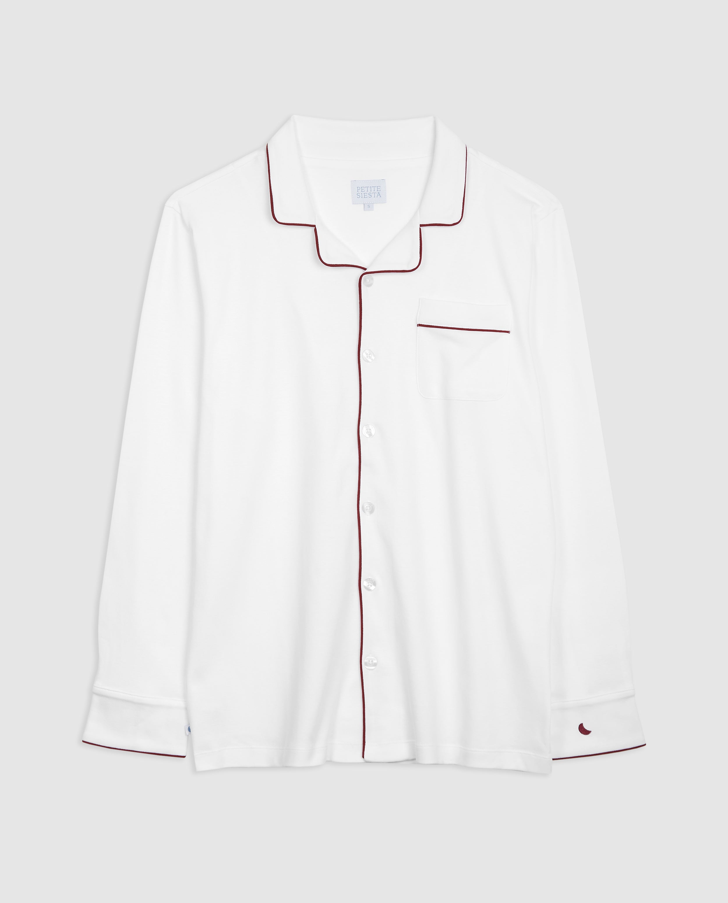 Pijama Hombre Camisero Blanco - Burgundy