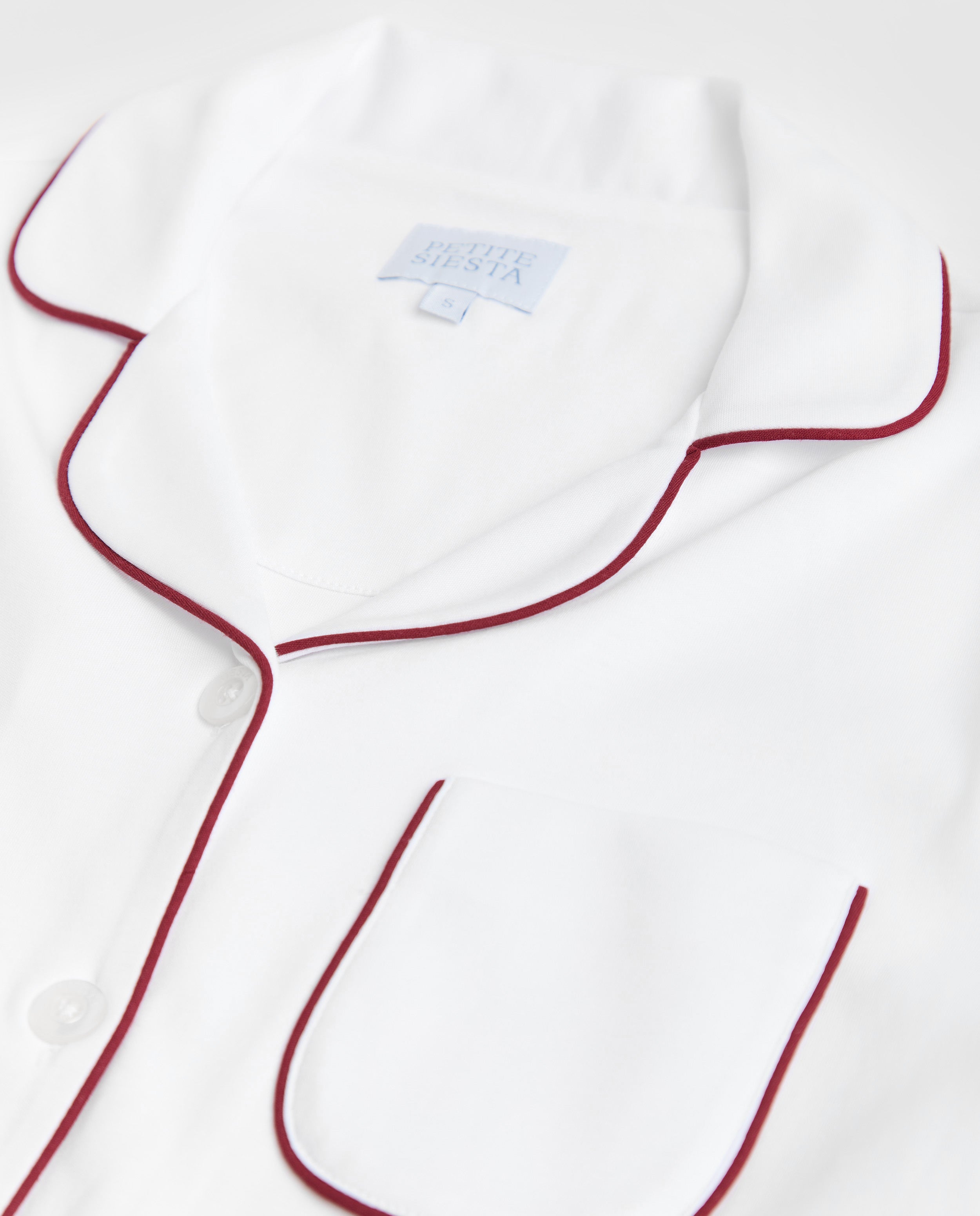 Pyjama chemise blanc bordeaux pour femme