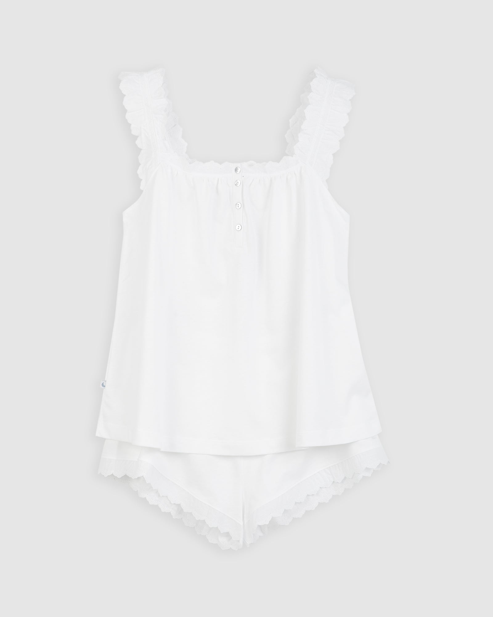 Pyjama femme à bandes blanches brodées