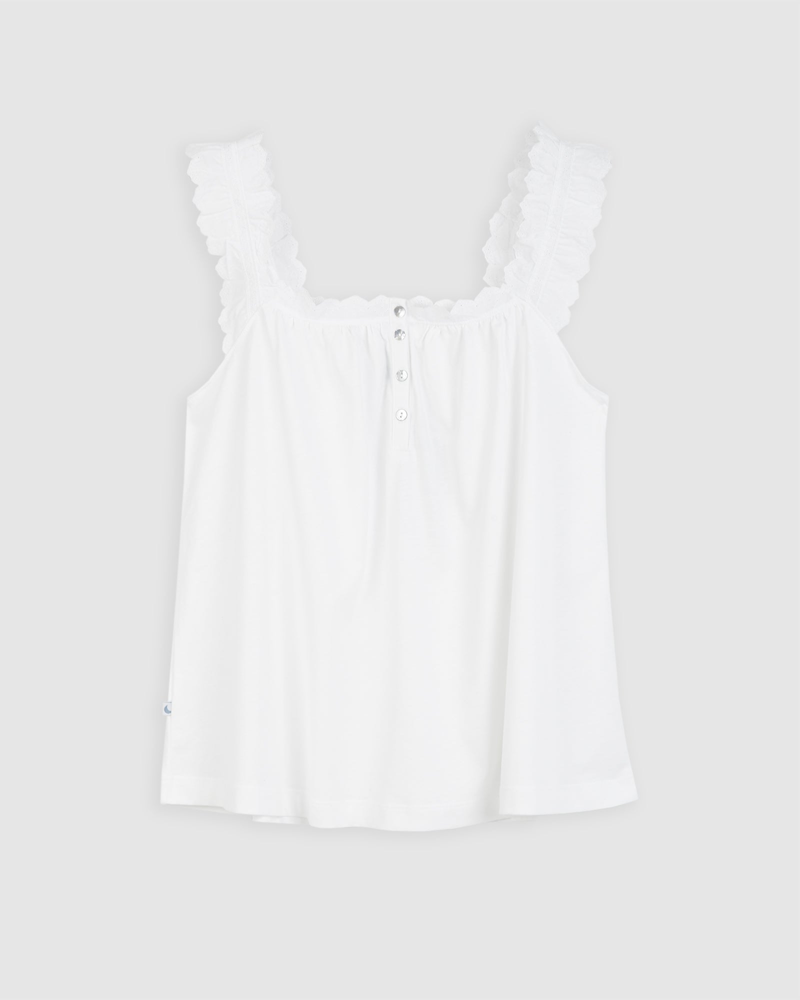 Pyjama femme à bandes blanches brodées