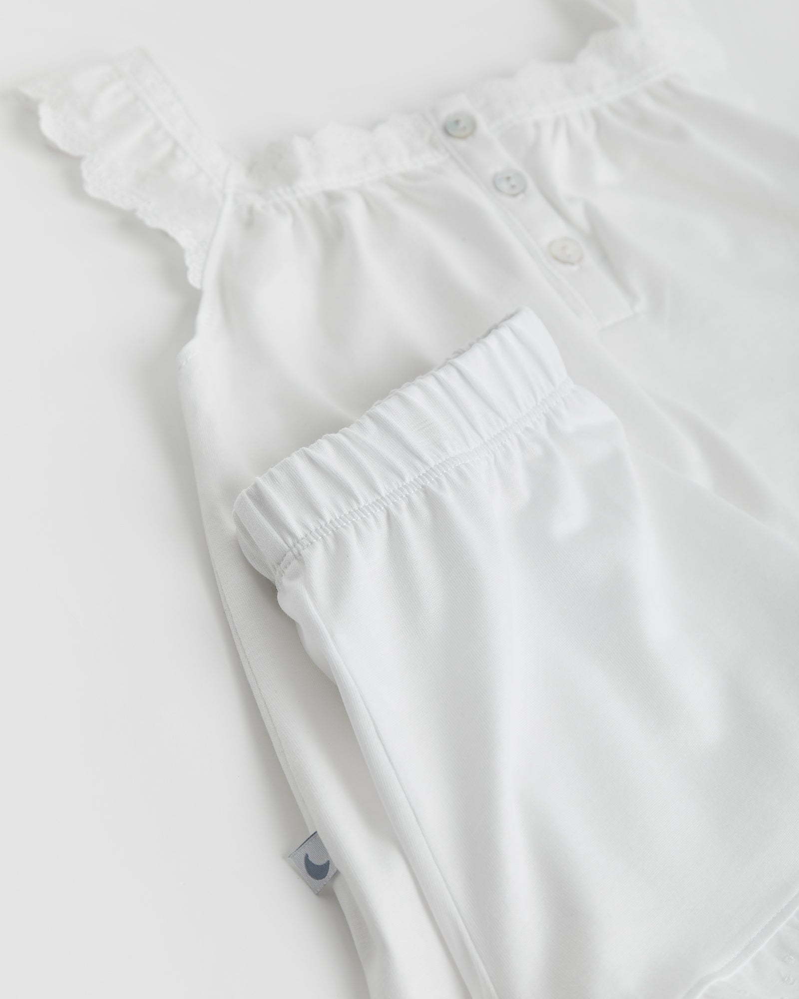 Kids Pajamas White Embroidered Strip