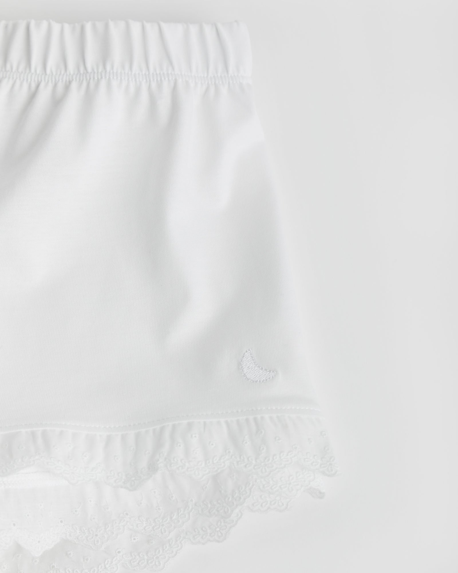 Kids Pajamas White Embroidered Strip