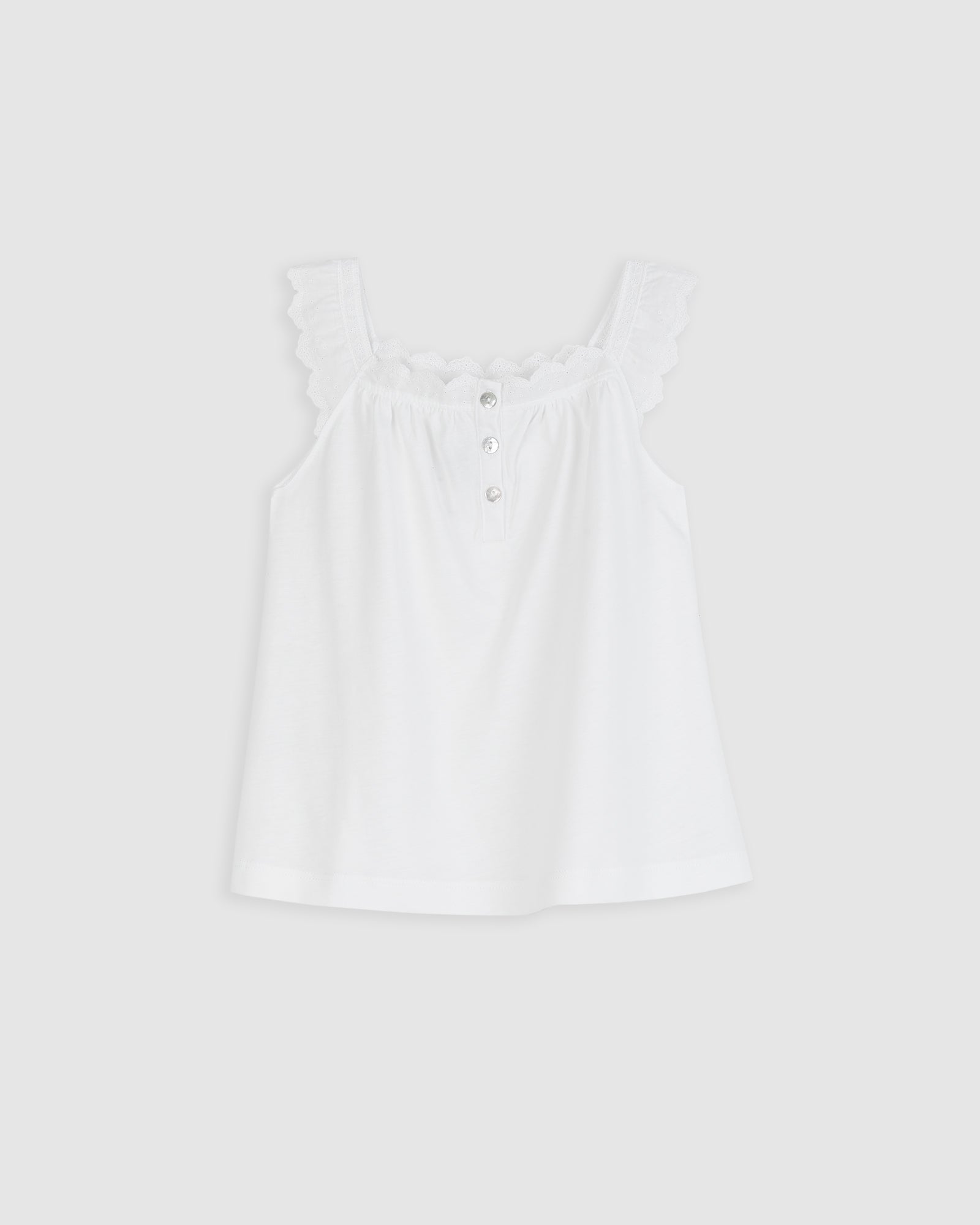 Kids Pajamas White Embroidered Strip