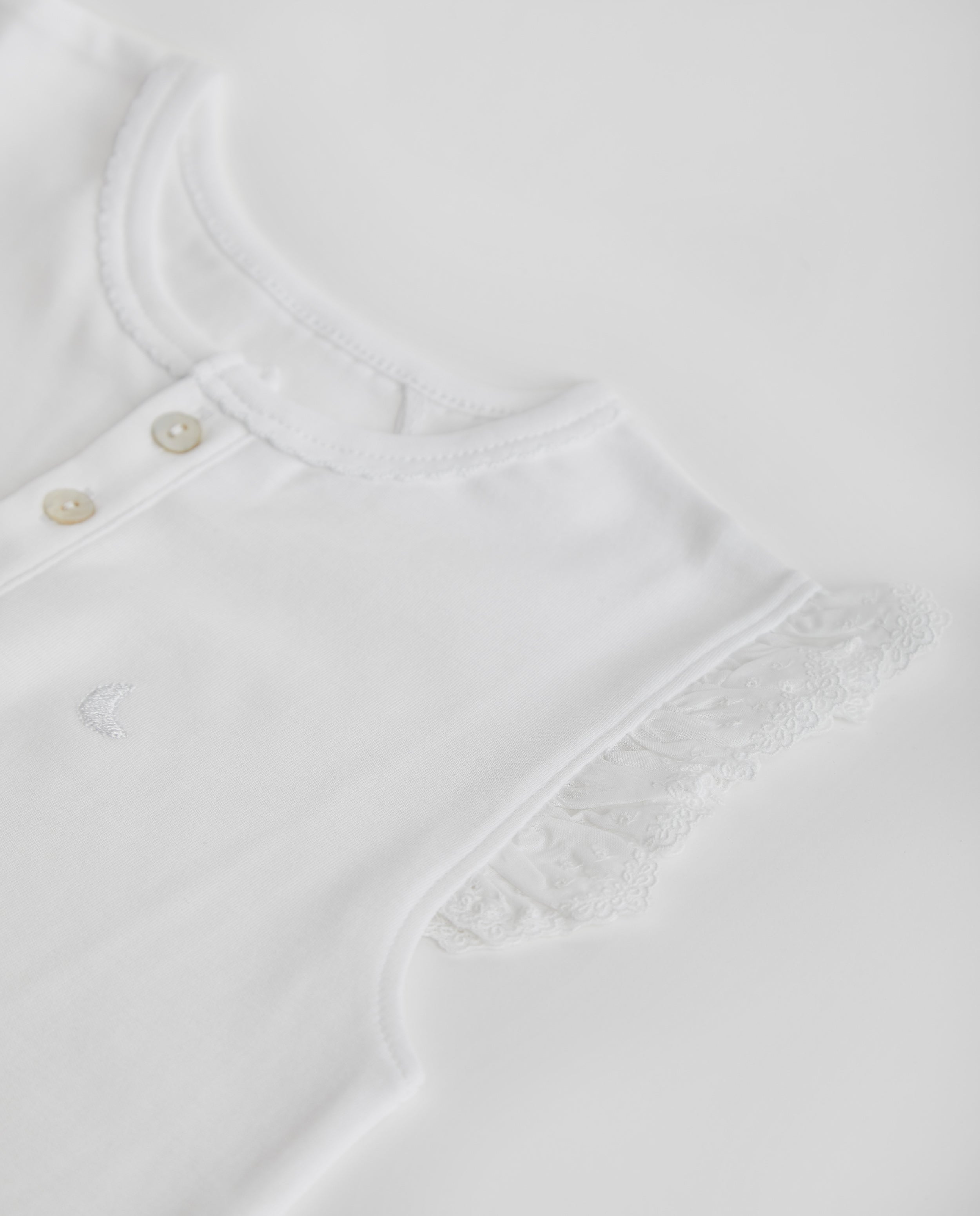 Kids Pajamas with Ruffles and Short Embroidered Strips