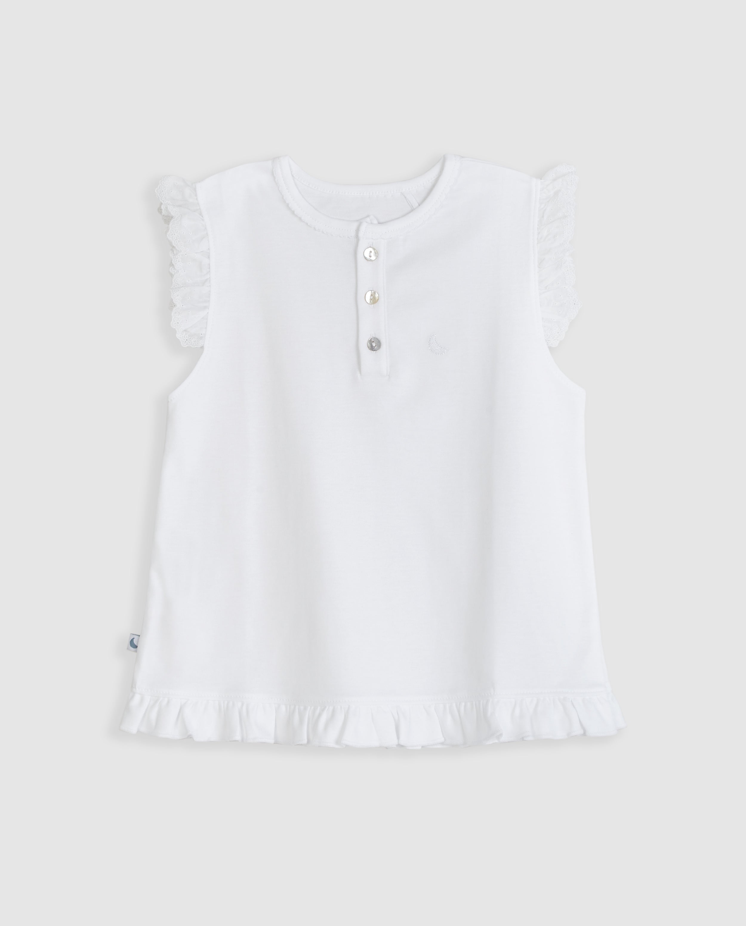 Kids Pajamas with Ruffles and Short Embroidered Strips