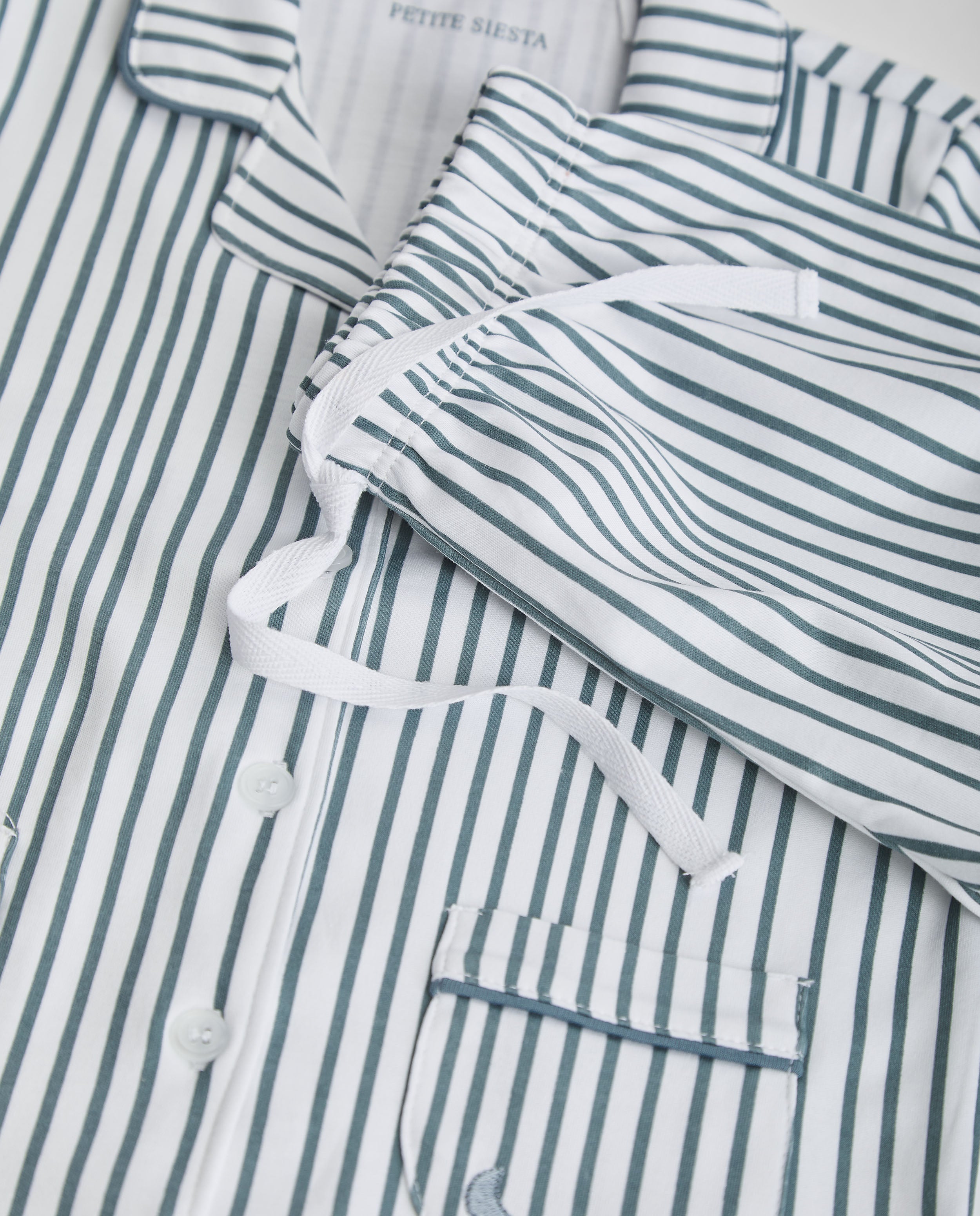 Kids Deep Blue Striped Short Shirt Pyjamas