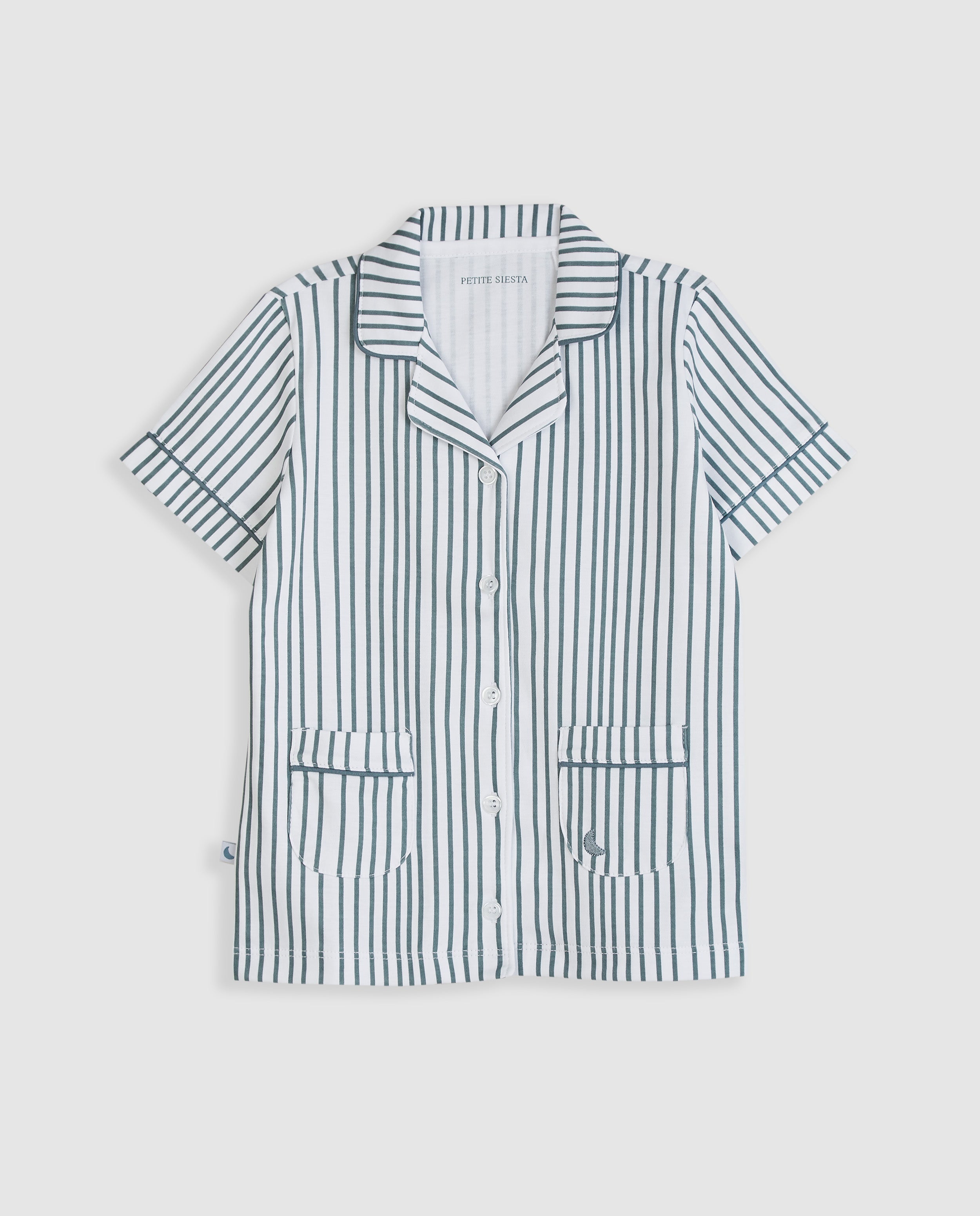 Kids Deep Blue Striped Short Shirt Pyjamas