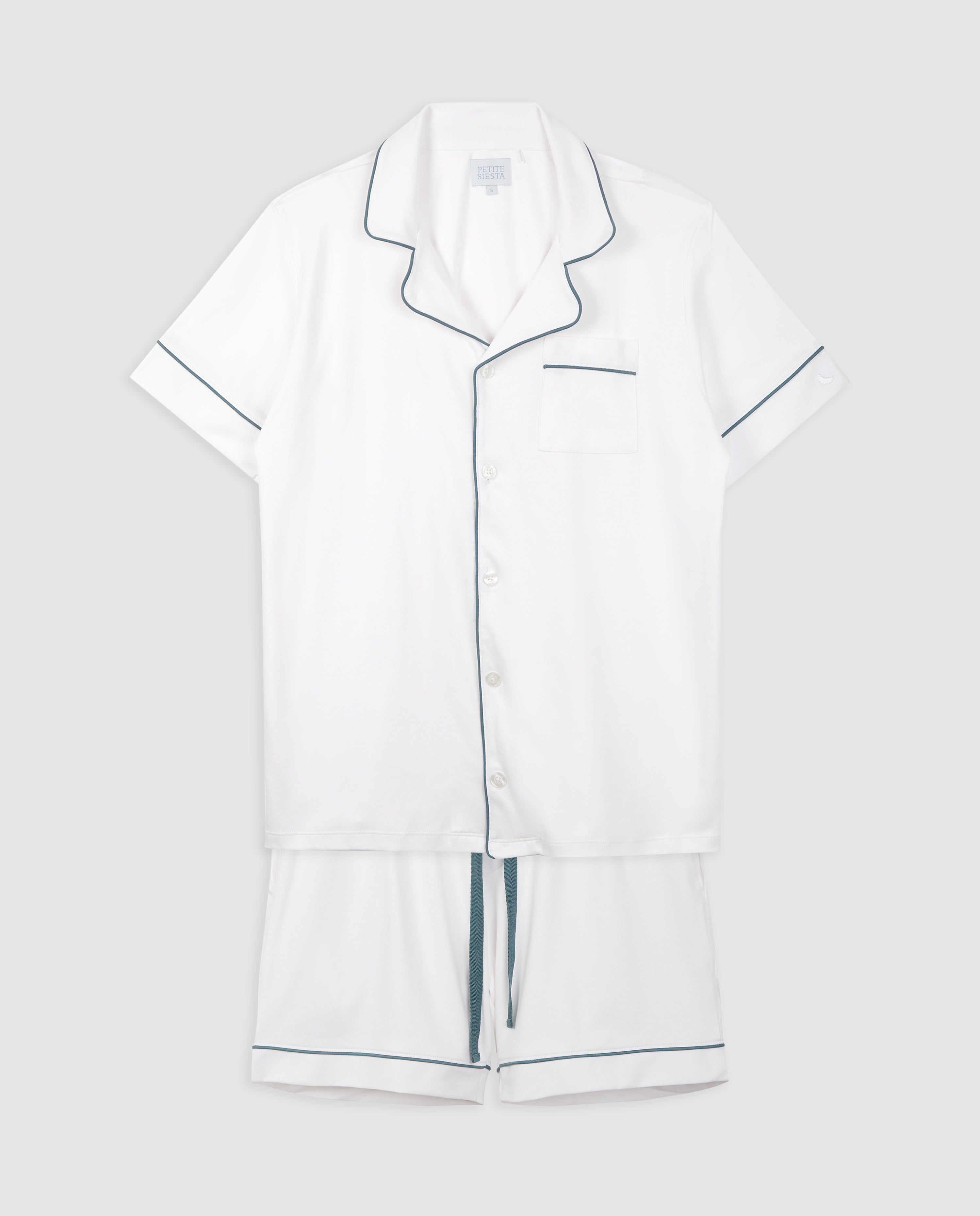Pijama Hombre Camisero Blanco Deep Blue Corto