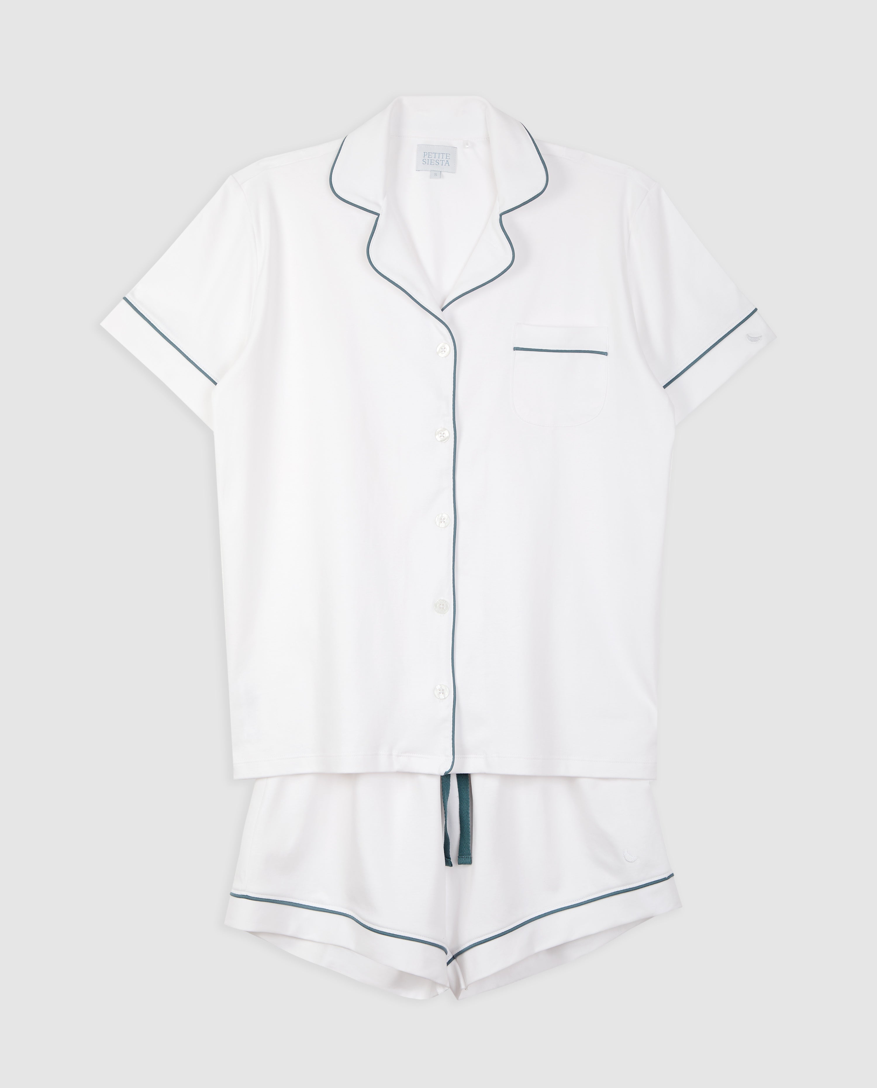 Pijama Mujer Camisero Blanco Deep Blue Corto