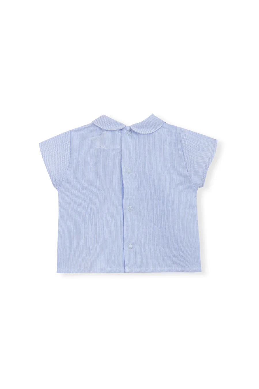 Chemise bébé à col Bambula à rayures bleues et manches courtes