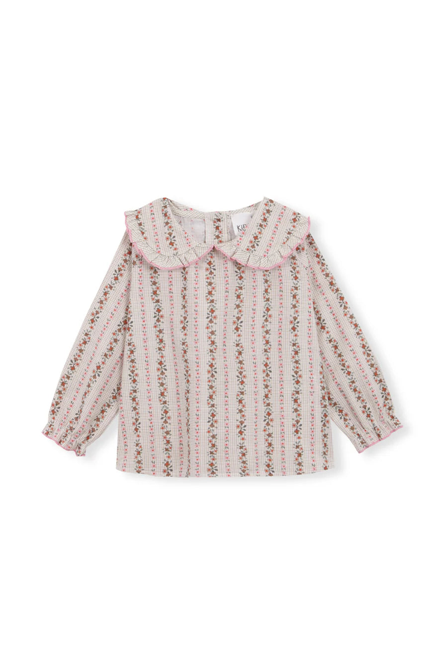 Beige Vichy Blouse Pink Flowers