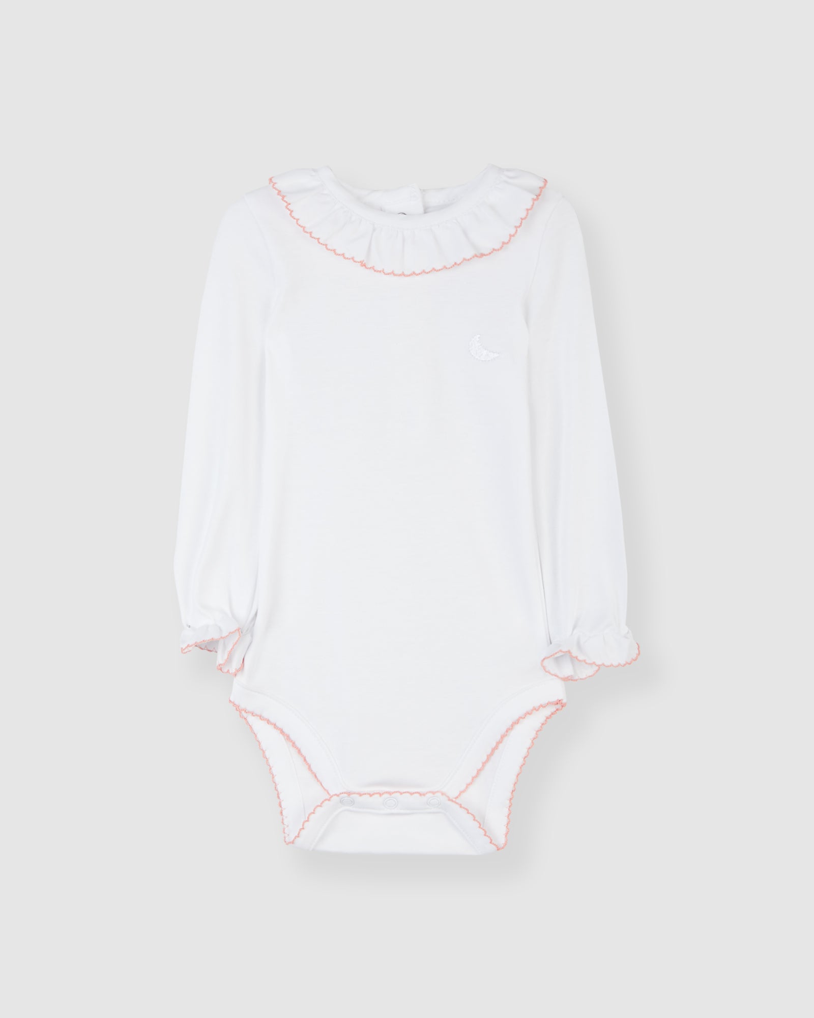 Coral Pink Ruffle Neck Bodysuit