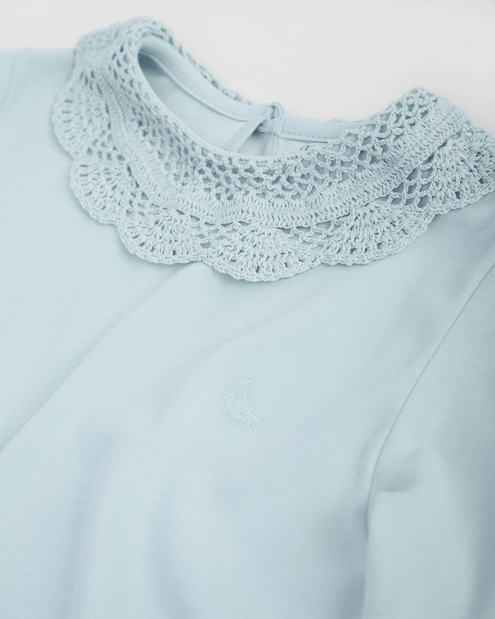 Camisón Niña Crochet Azul Manga Larga