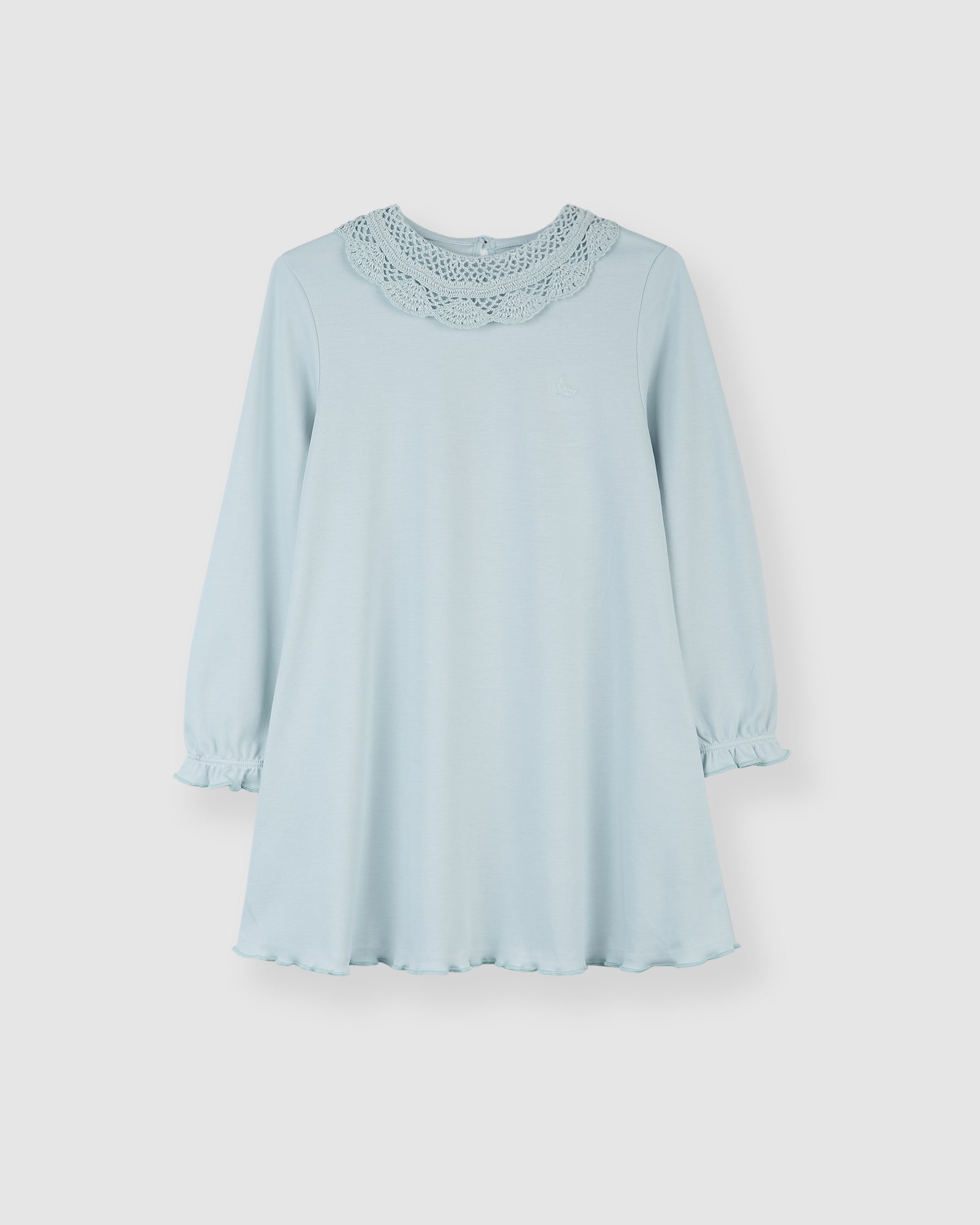 Camisón Niña Crochet Azul Manga Larga