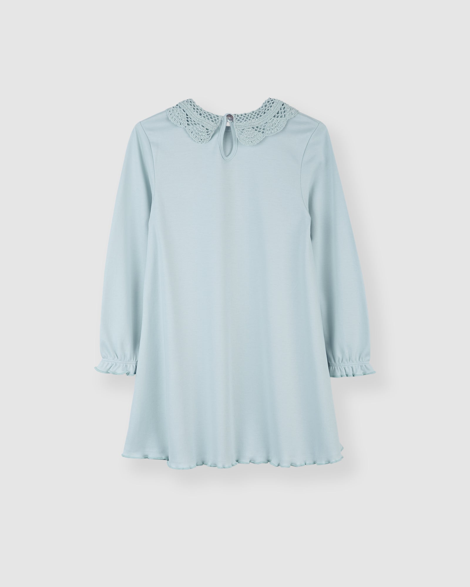 Camisón Niña Crochet Azul Manga Larga