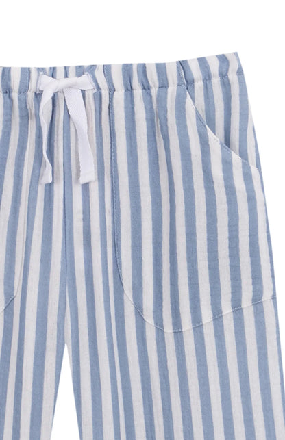 Long Blue and White Striped Pants