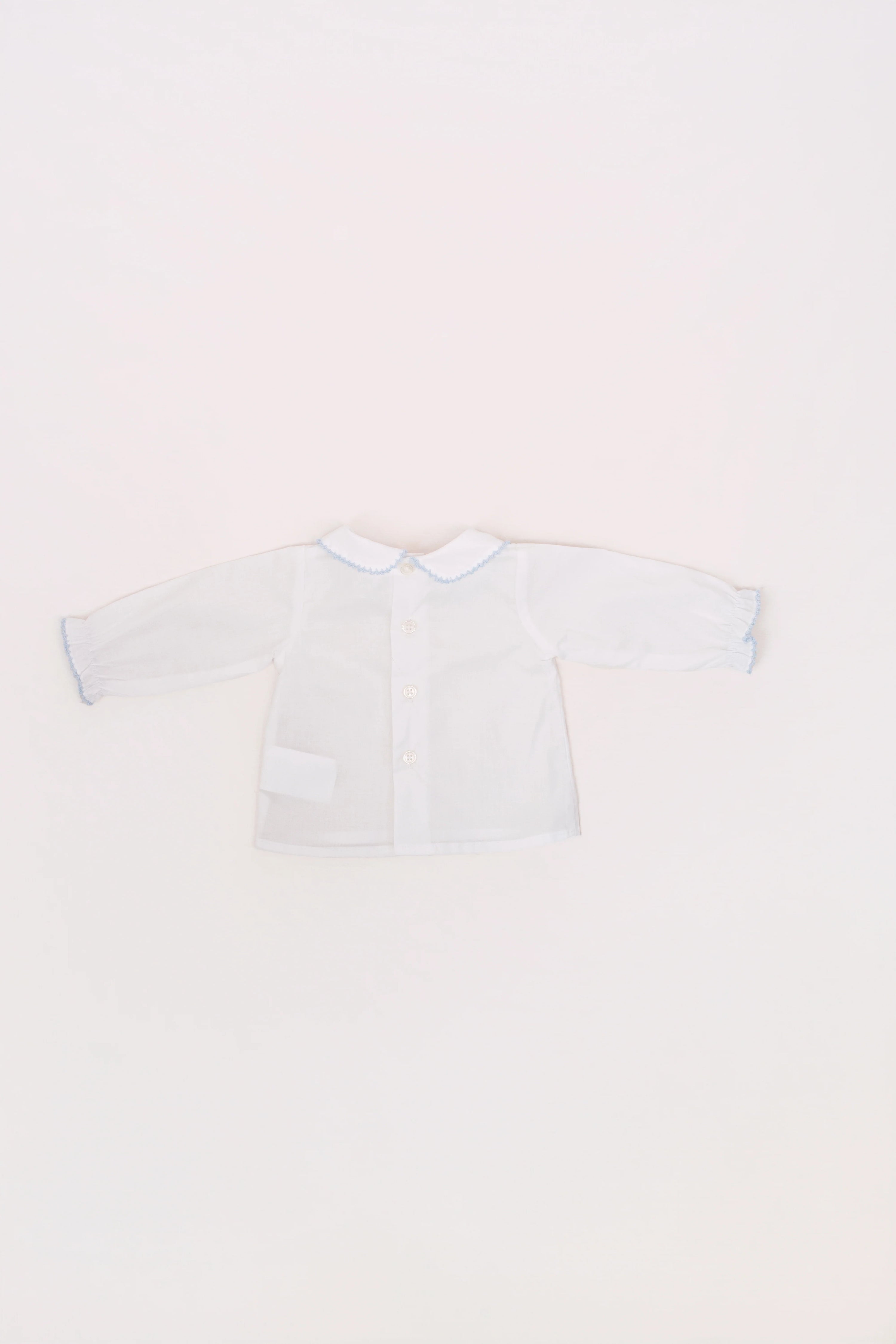 Camisa Batista Picotea Azul Manga Larga
