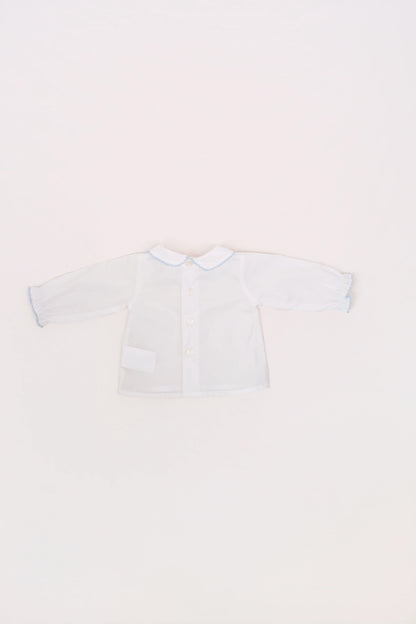 Camisa Batista Picotea Azul Manga Larga