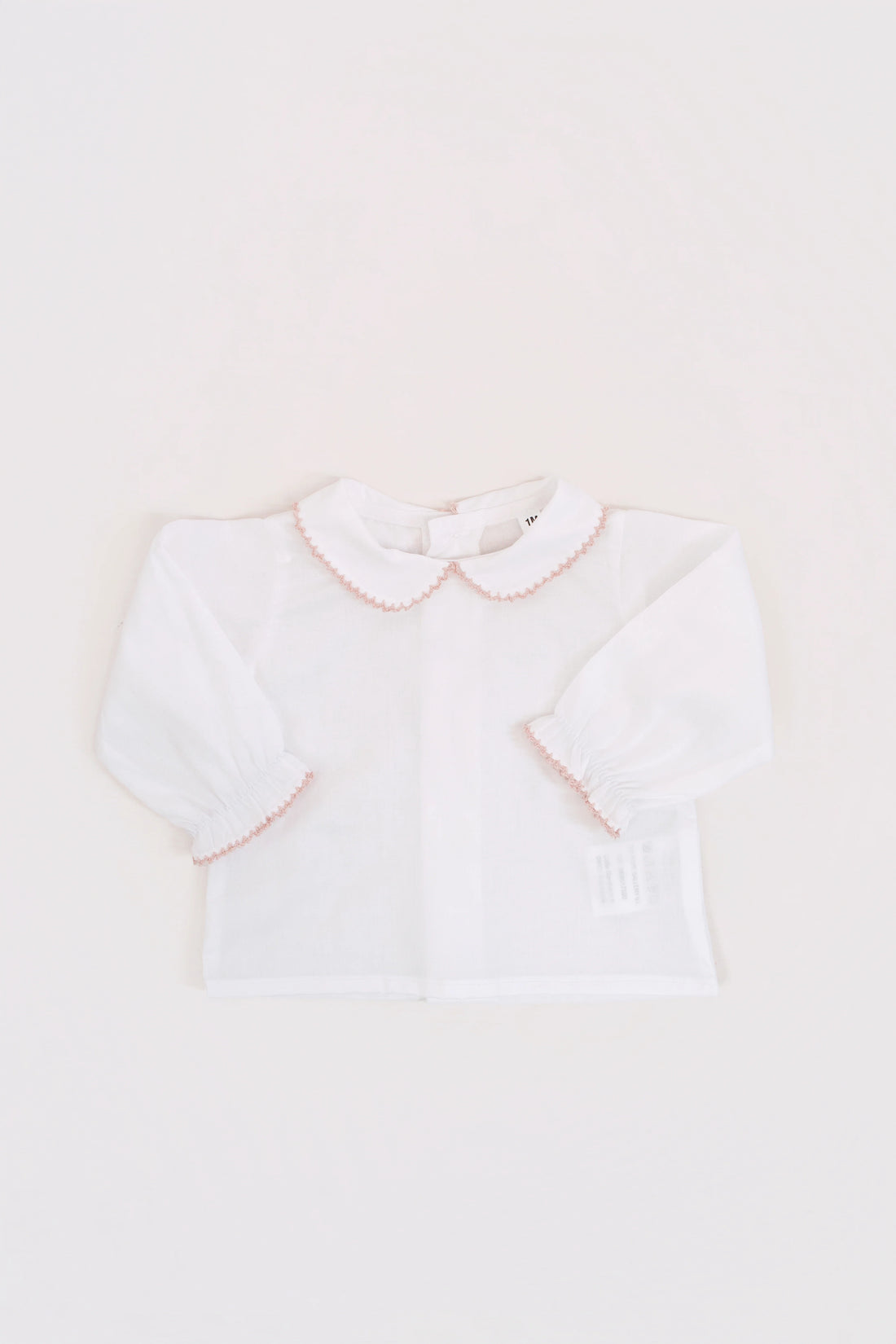 Camisa Batista Picotea Rosa Nude Manga Larga
