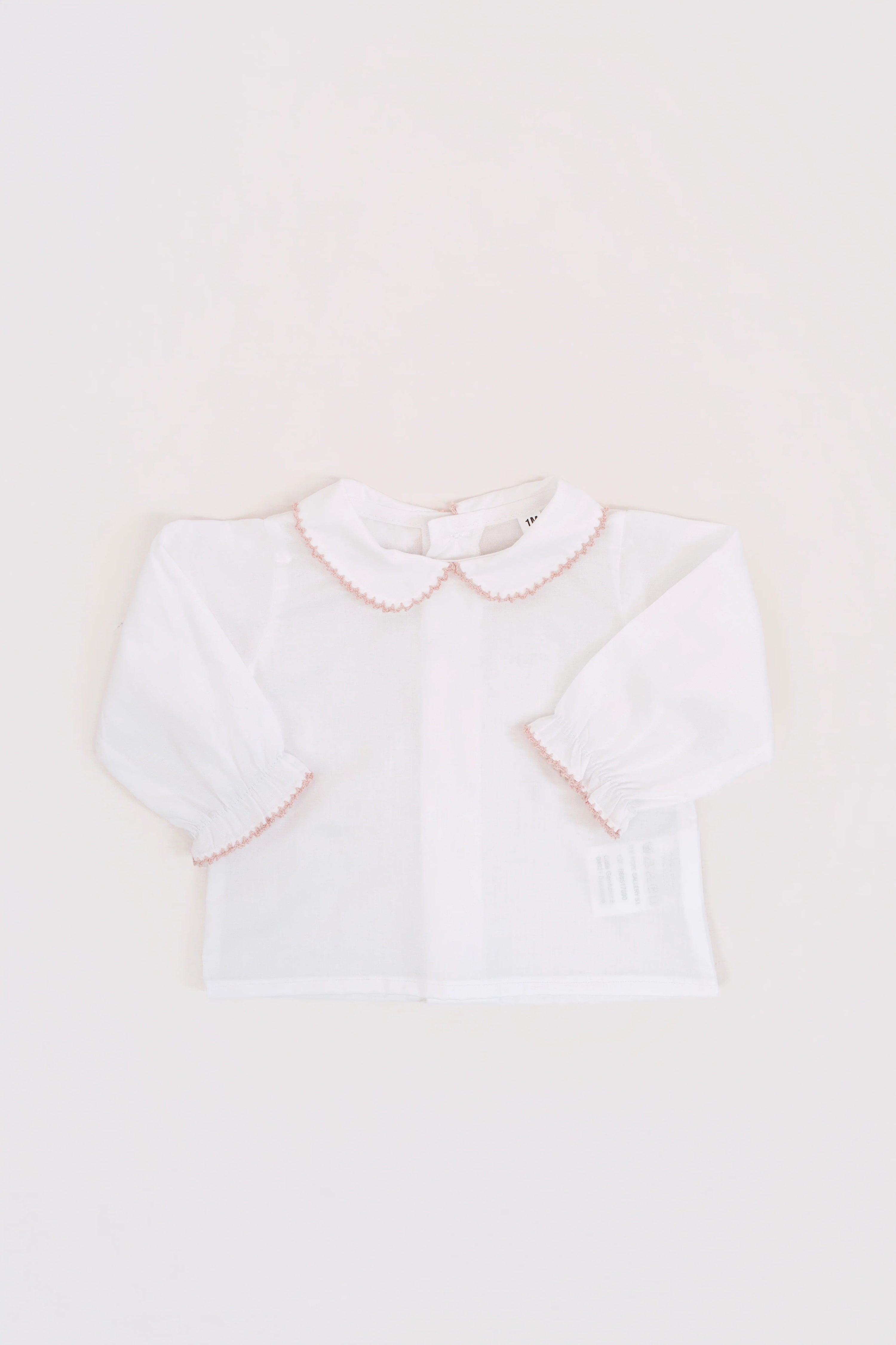 Camisa Batista Picotea Rosa Nude Manga Larga