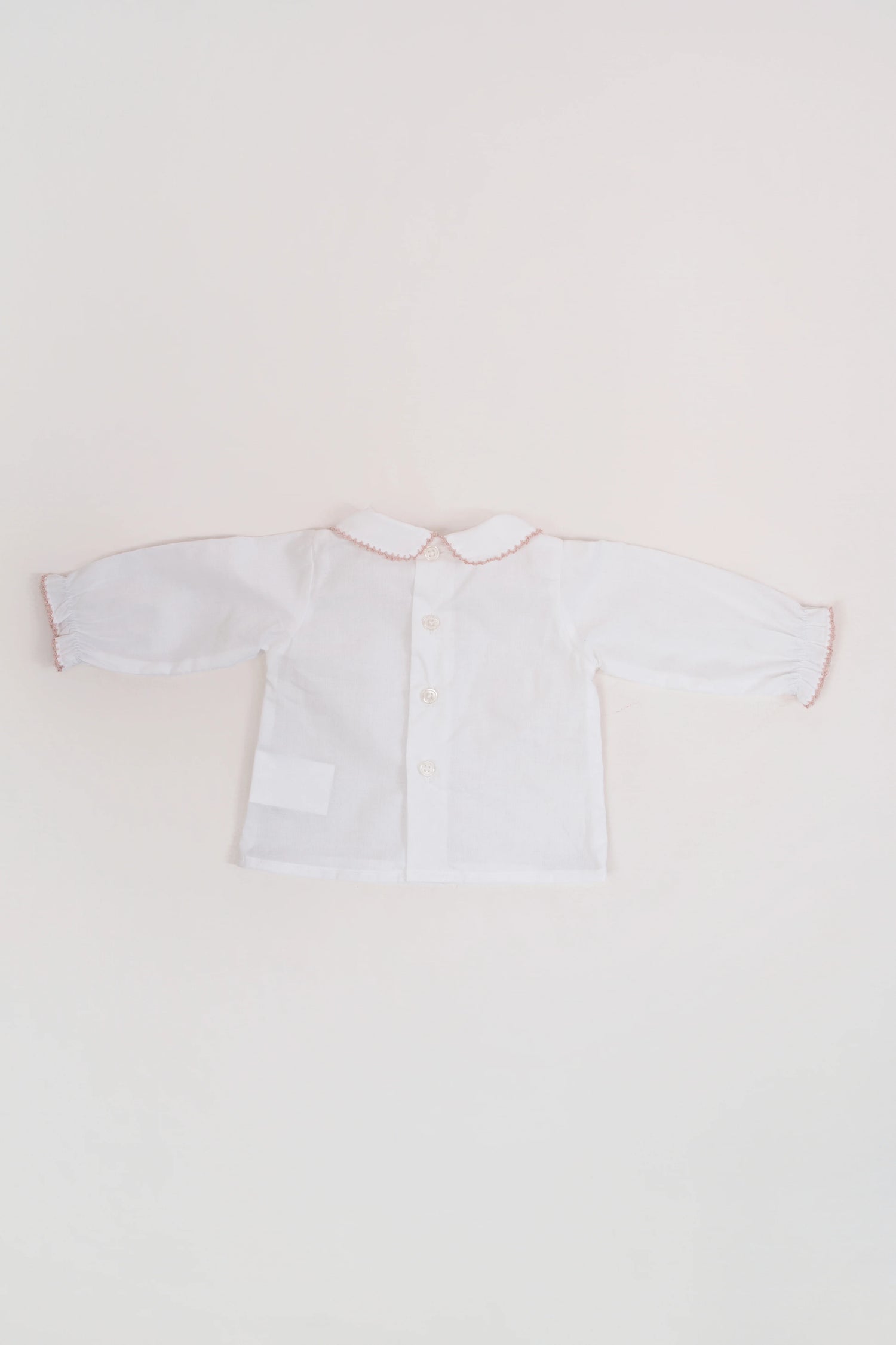 Camisa Batista Picotea Rosa Nude Manga Larga
