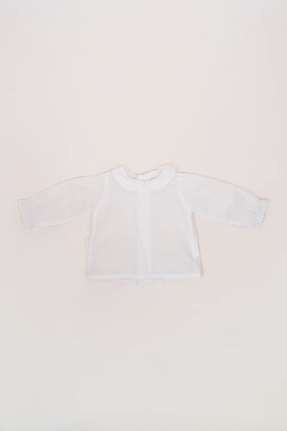 Camisa Batista Cuello Bebé sin Picotea Manga Larga