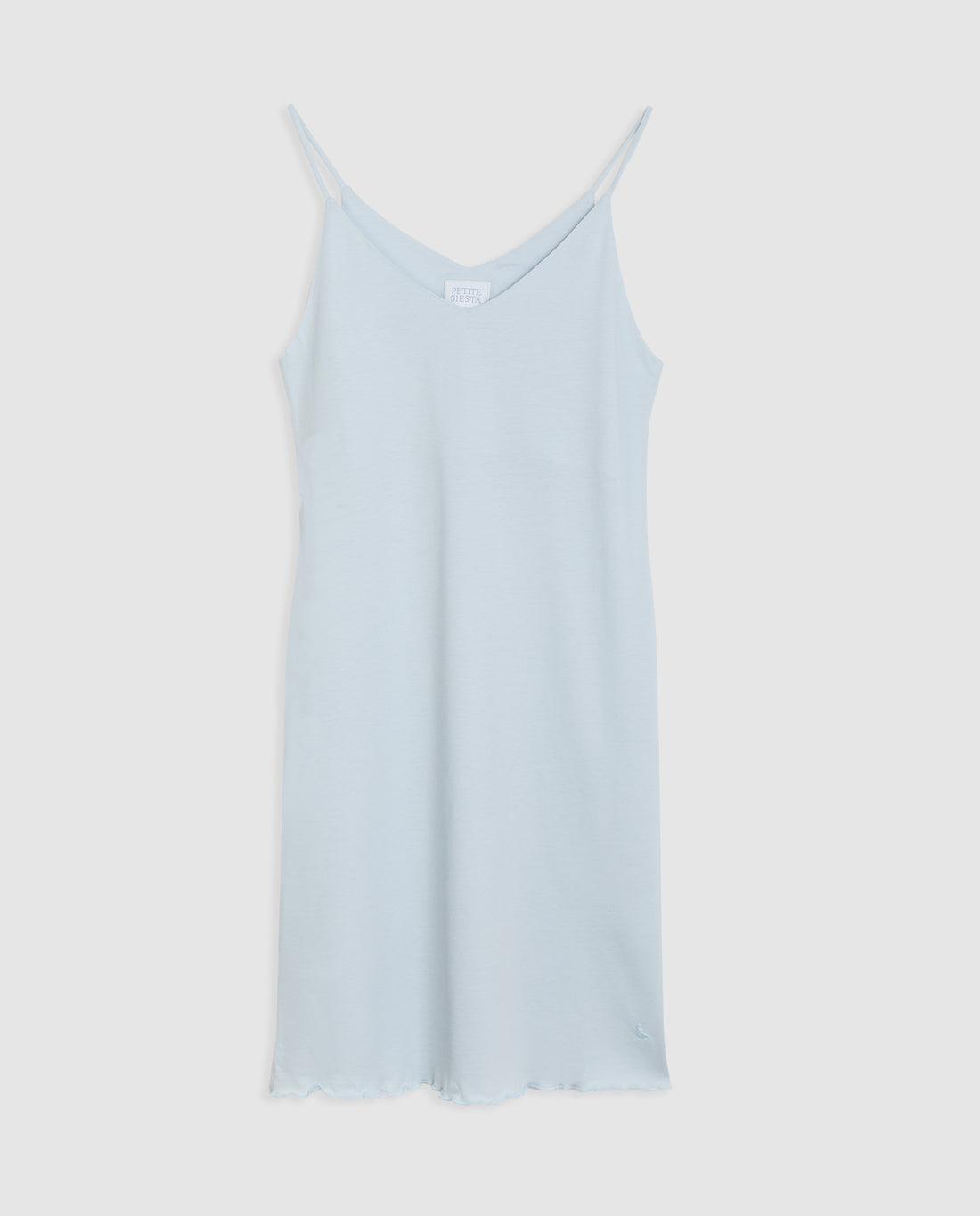 Chemise de nuit courte bleue à bretelles pour femme