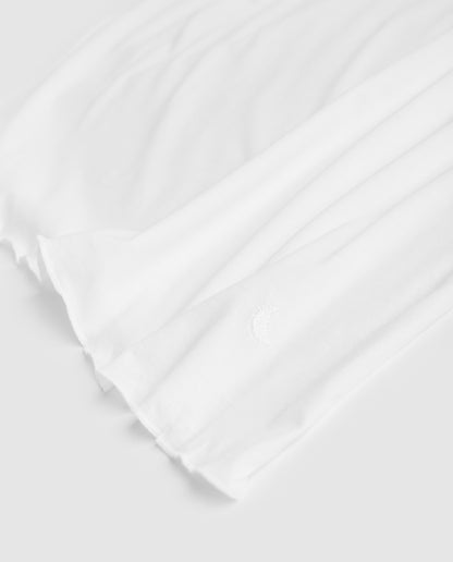 Chemise de nuit courte blanche à bretelles pour femme