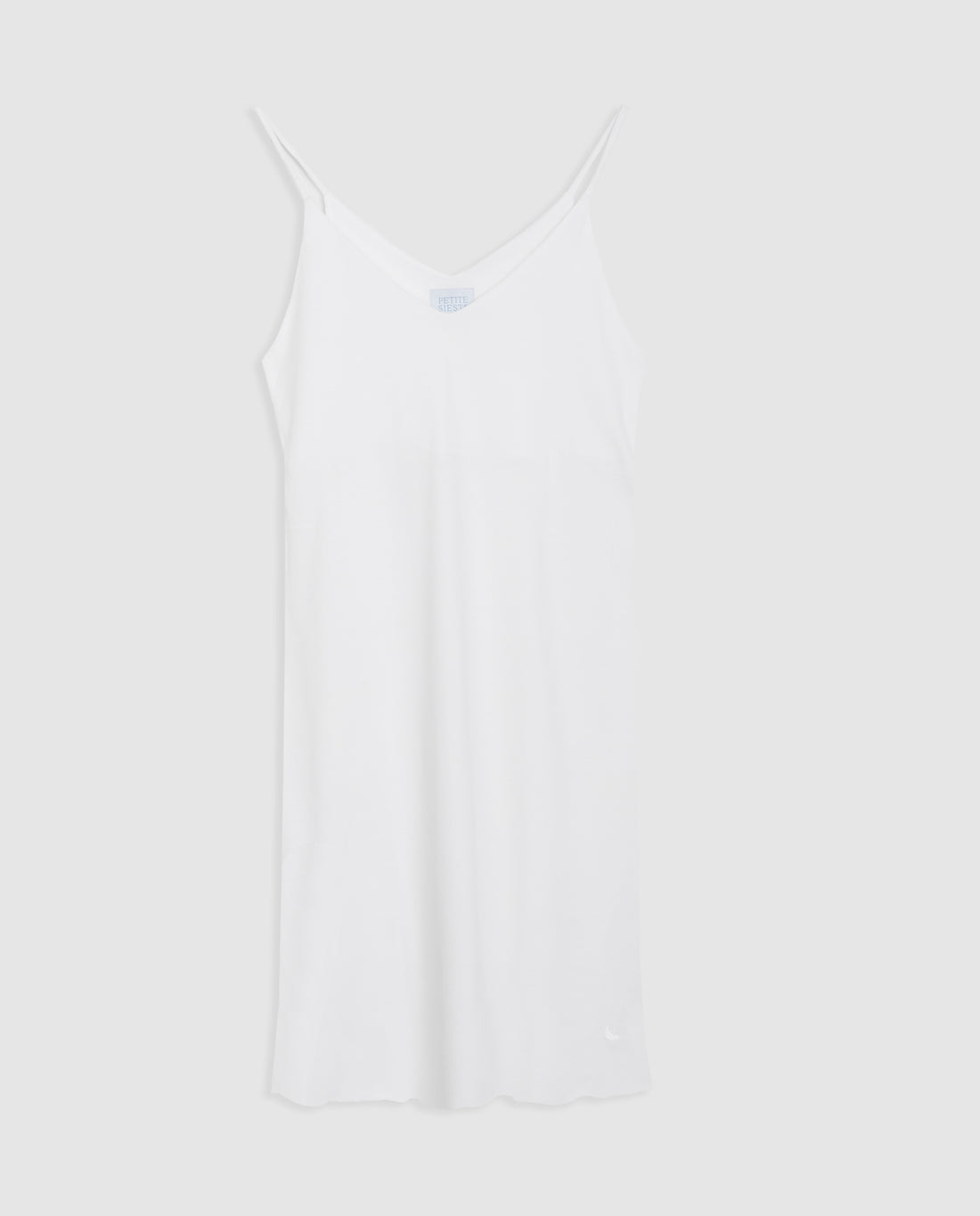 Chemise de nuit courte blanche à bretelles pour femme