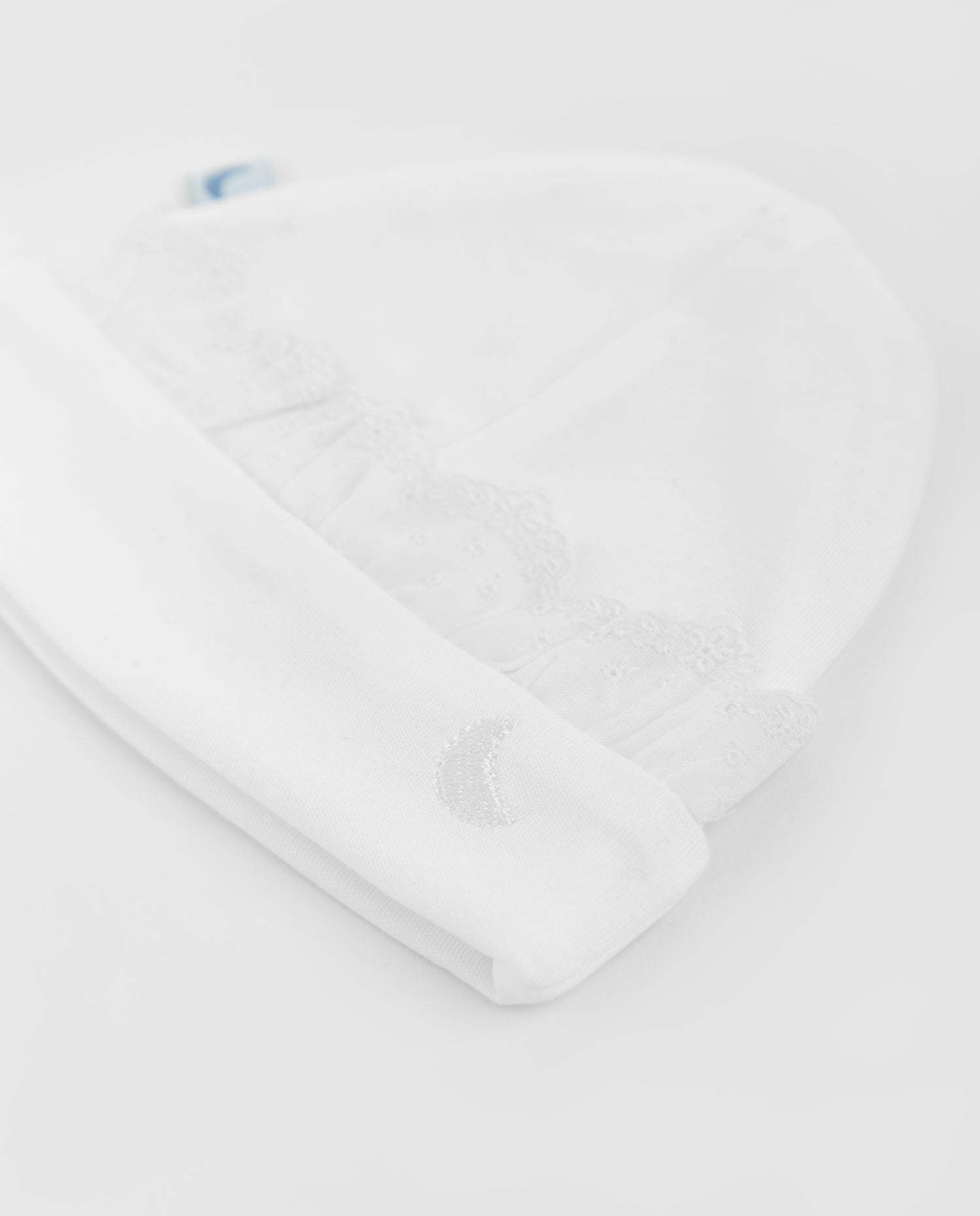Gorrito Bebé Tira Bordada Blanco
