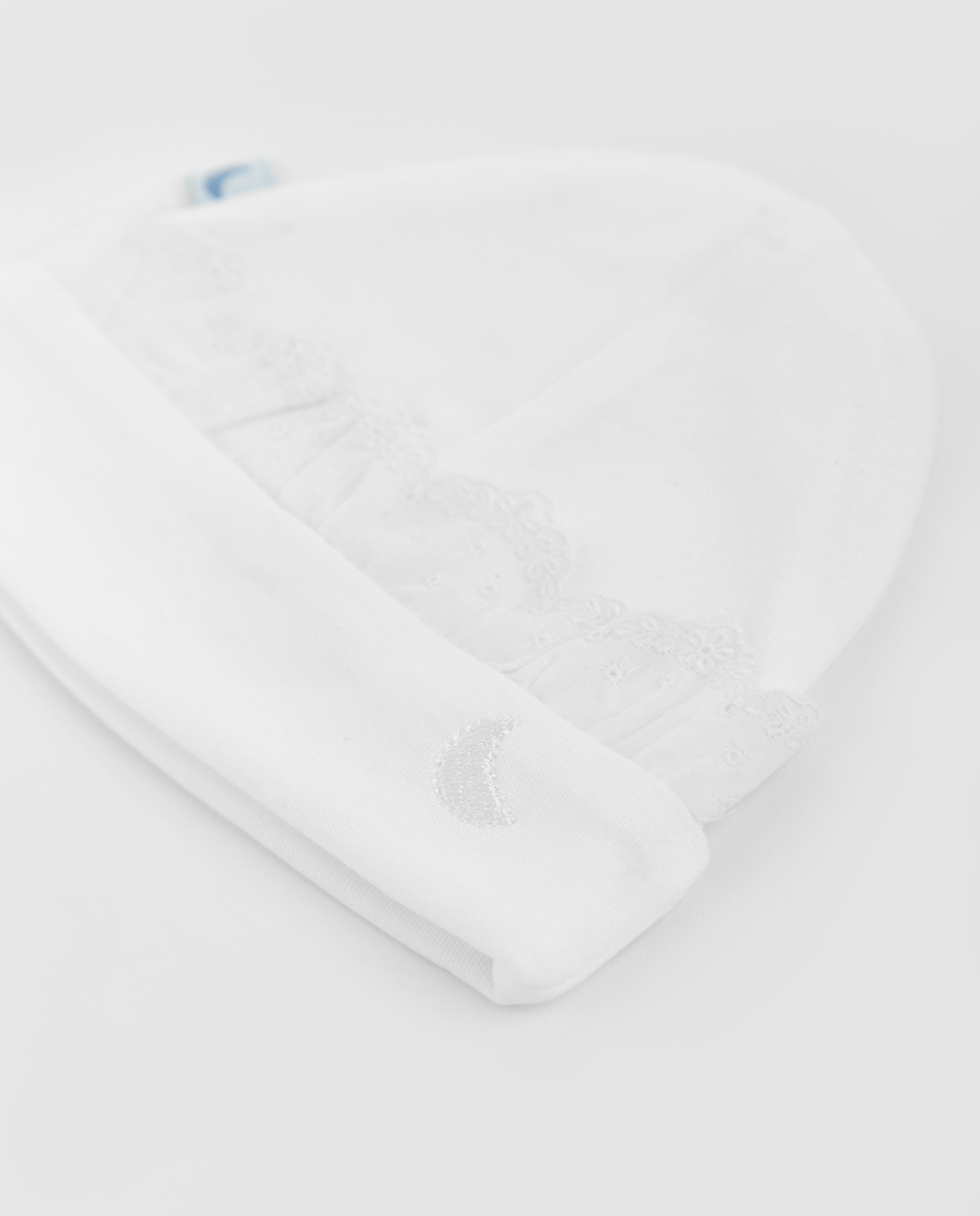 Gorrito Bebé Tira Bordada Blanco