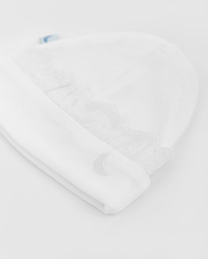 Gorrito Bebé Tira Bordada Blanco
