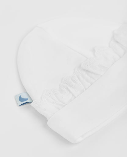 Gorrito Bebé Tira Bordada Blanco