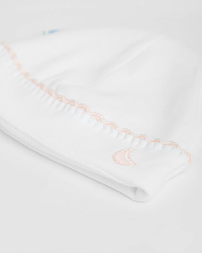 Gorrito Bebé Blanco Crochet Rosa