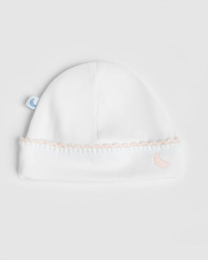 Gorrito Bebé Blanco Crochet Rosa