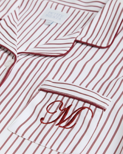 Pijama Mujer Camisero Rayas Burgundy